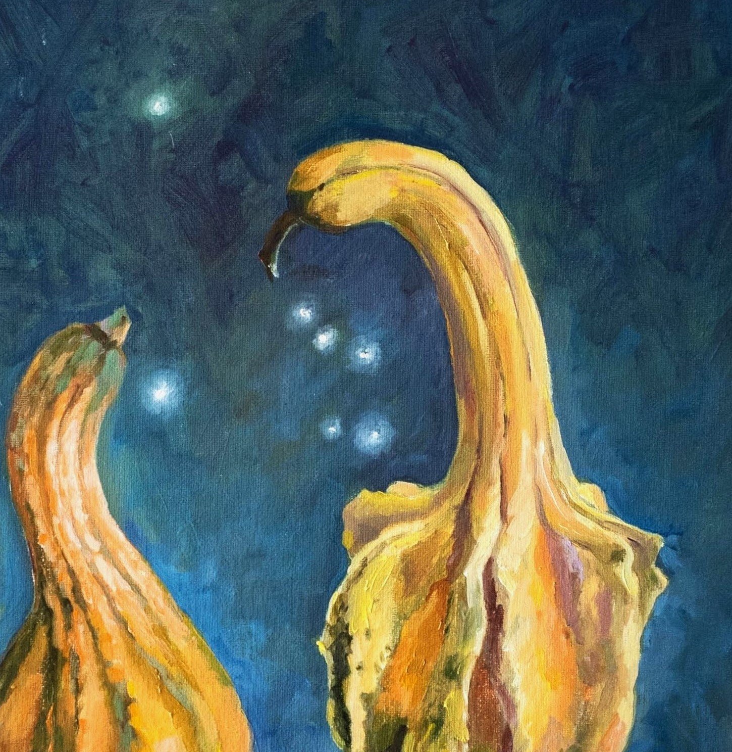 Tatiana Kyriakidou's painting Talkative pumpkins - details