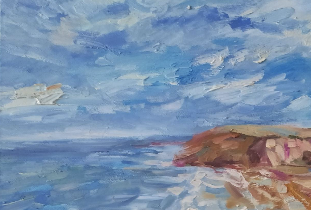 Oil painting Morning in Brittany by artist Anna Privaloff - details