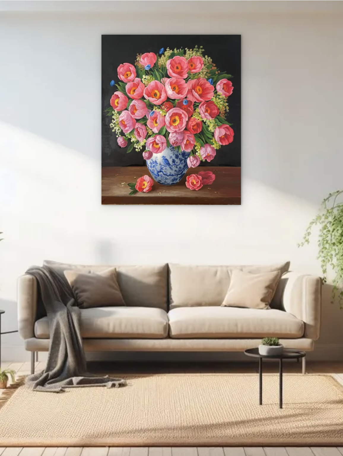 Anna Reznikova's art Bouquet Peonies in Chinese Vase - details