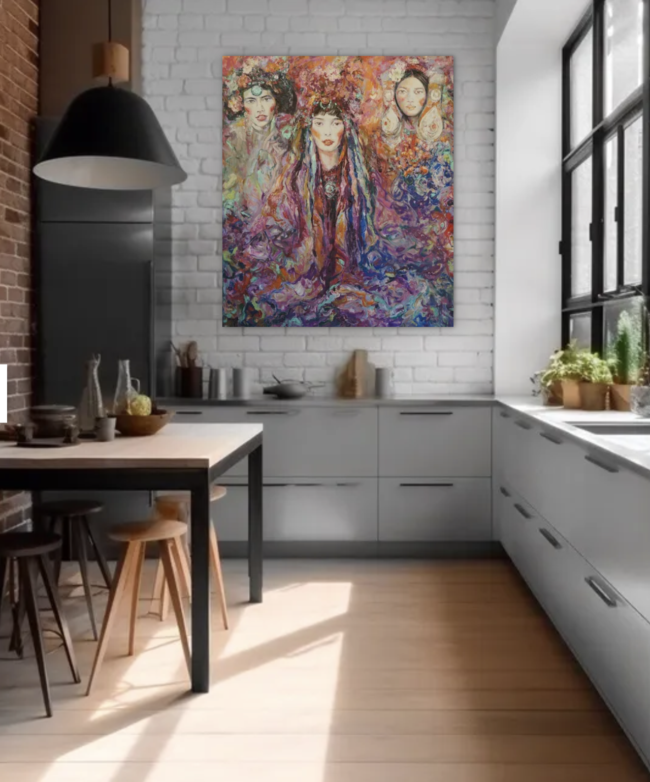 Oil painting Tibet Fantasy by artist Anna Privaloff - details