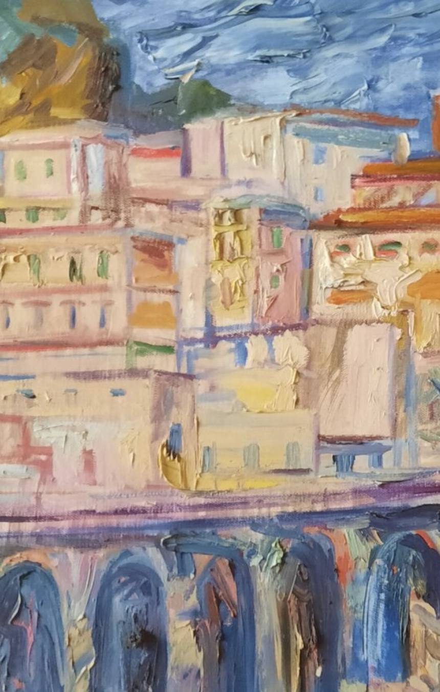 Oil painting Italian Landscape by artist Anna Privaloff - details