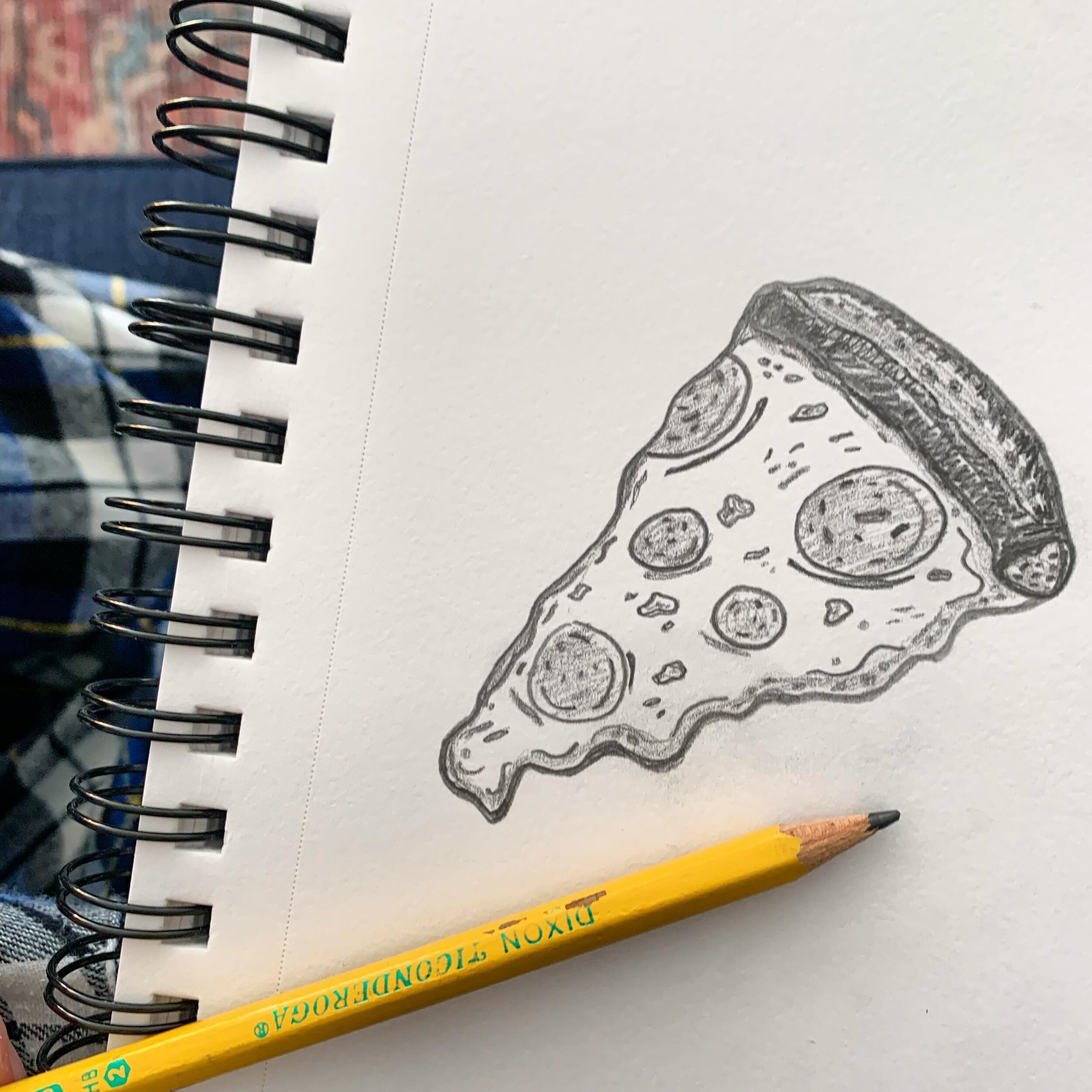 It&rsquo;s a special process. 🍕🙃 #pizzamyheart #vermontartist #vermontprint #pencilart #justhavefun