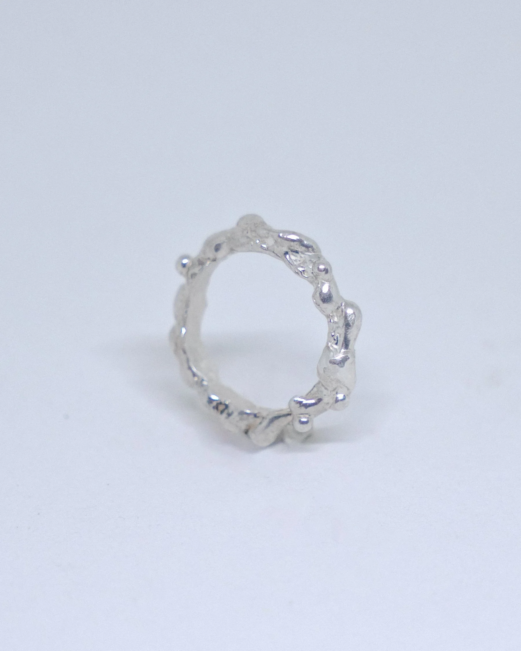 Fluid organic shape handmade silver ring