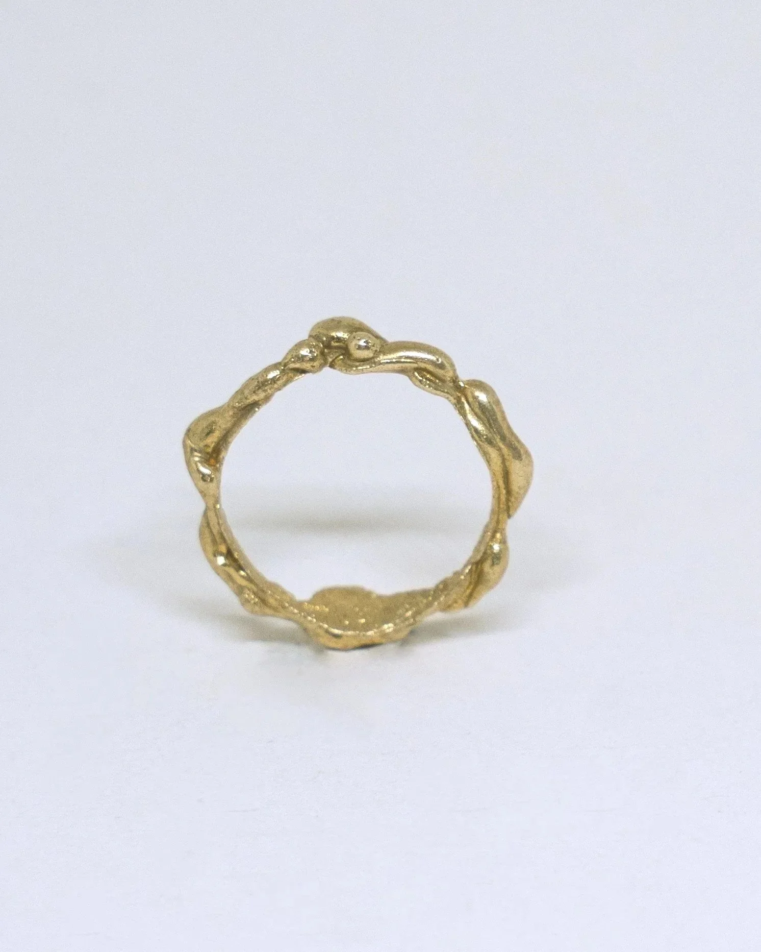 Fluid organic shape handmade brass ring