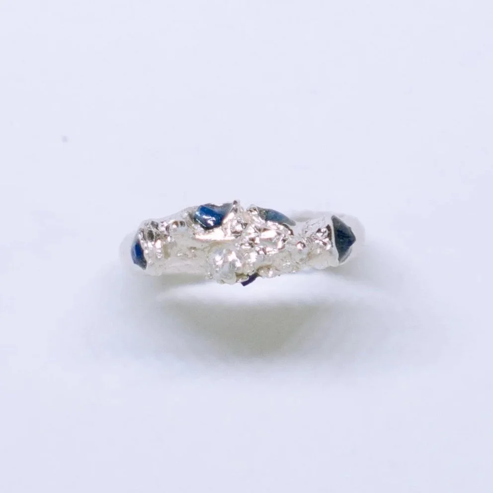Handmade 925 silver Harveya ring with lapis lazuli stone