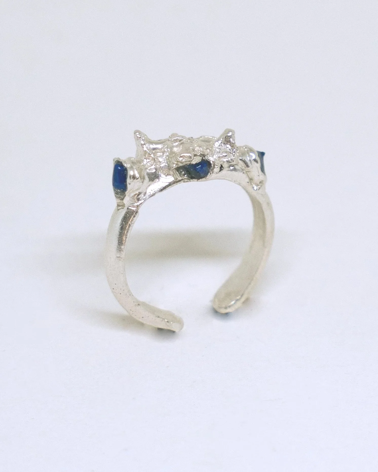 Handmade 925 silver Harveya ring with lapis lazuli stone