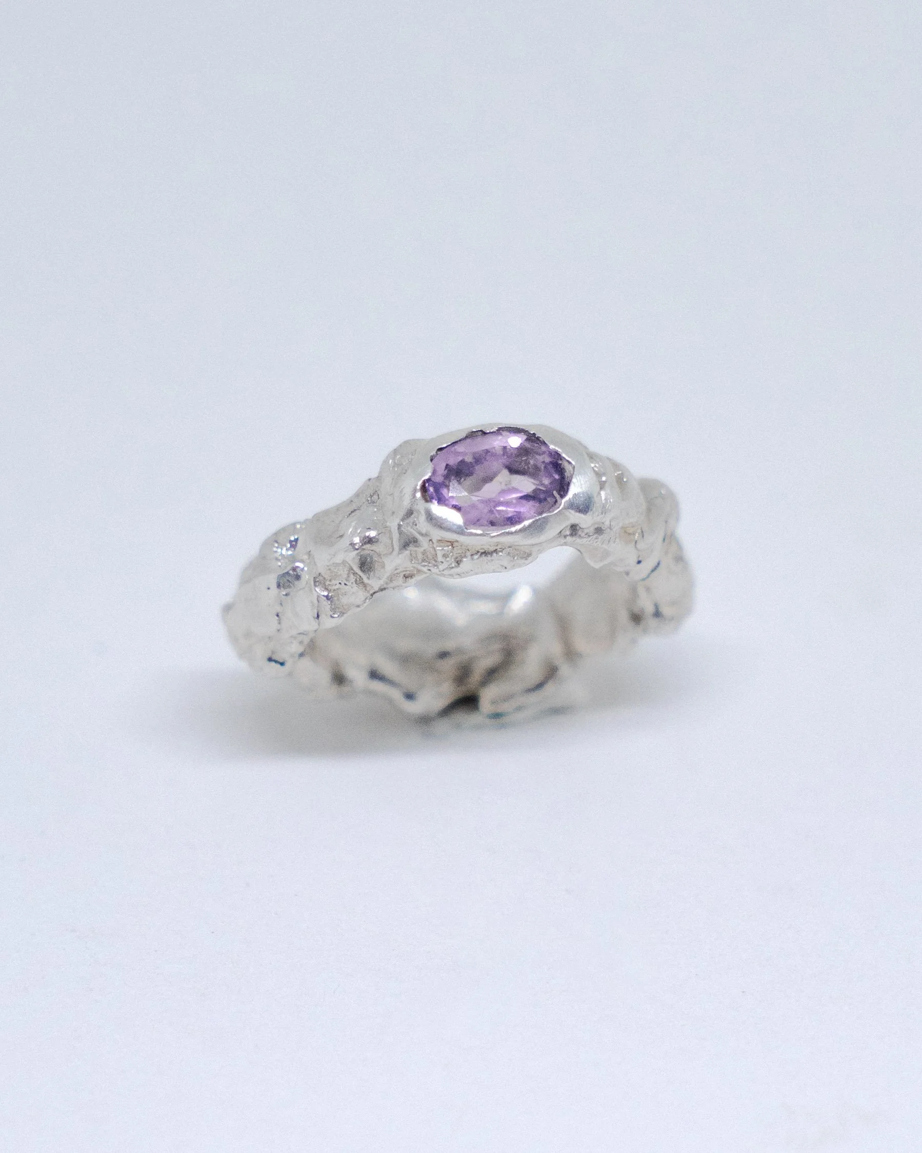 Rough amethyst silver 925 mountain ring