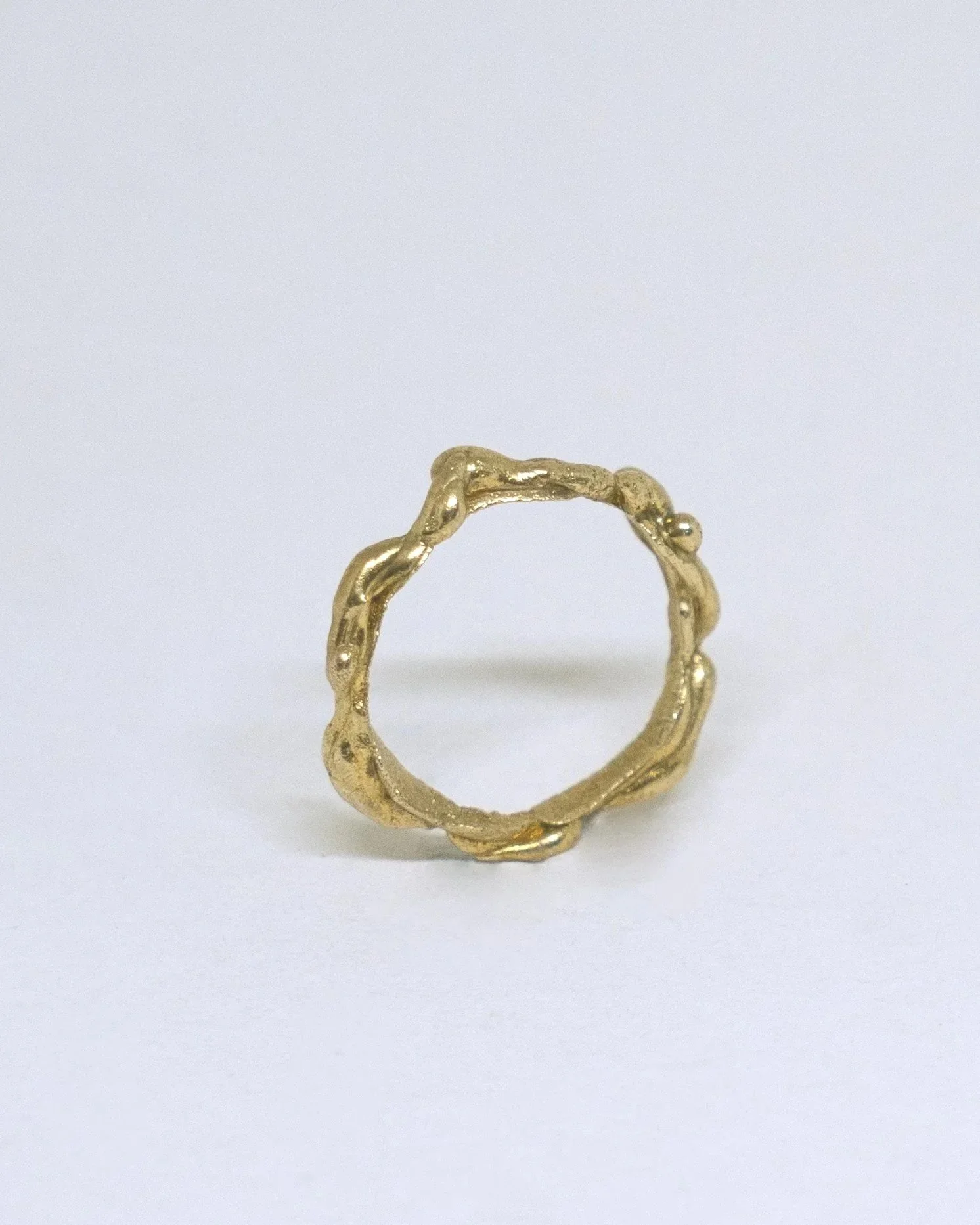 Fluid organic shape handmade brass ring