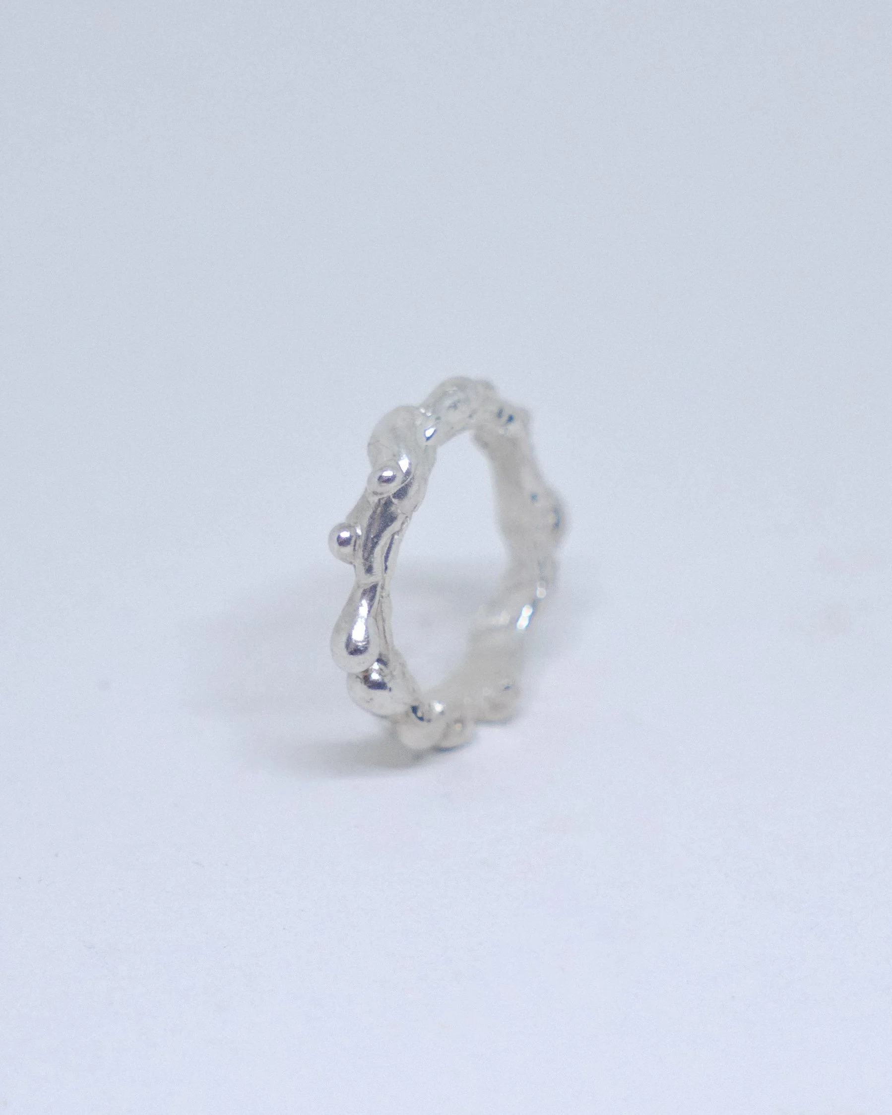 Fluid organic shape handmade silver ring