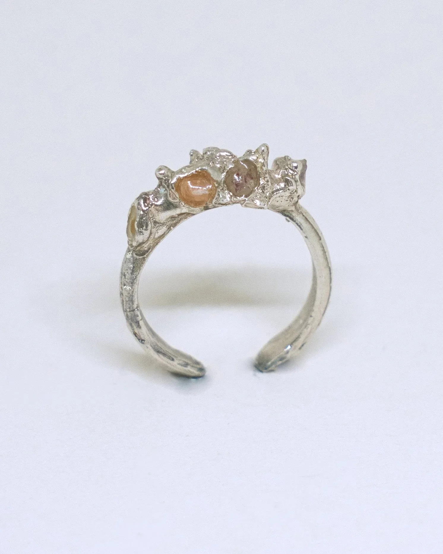 Yellow to pink sculptural silver 925 handmade ring
