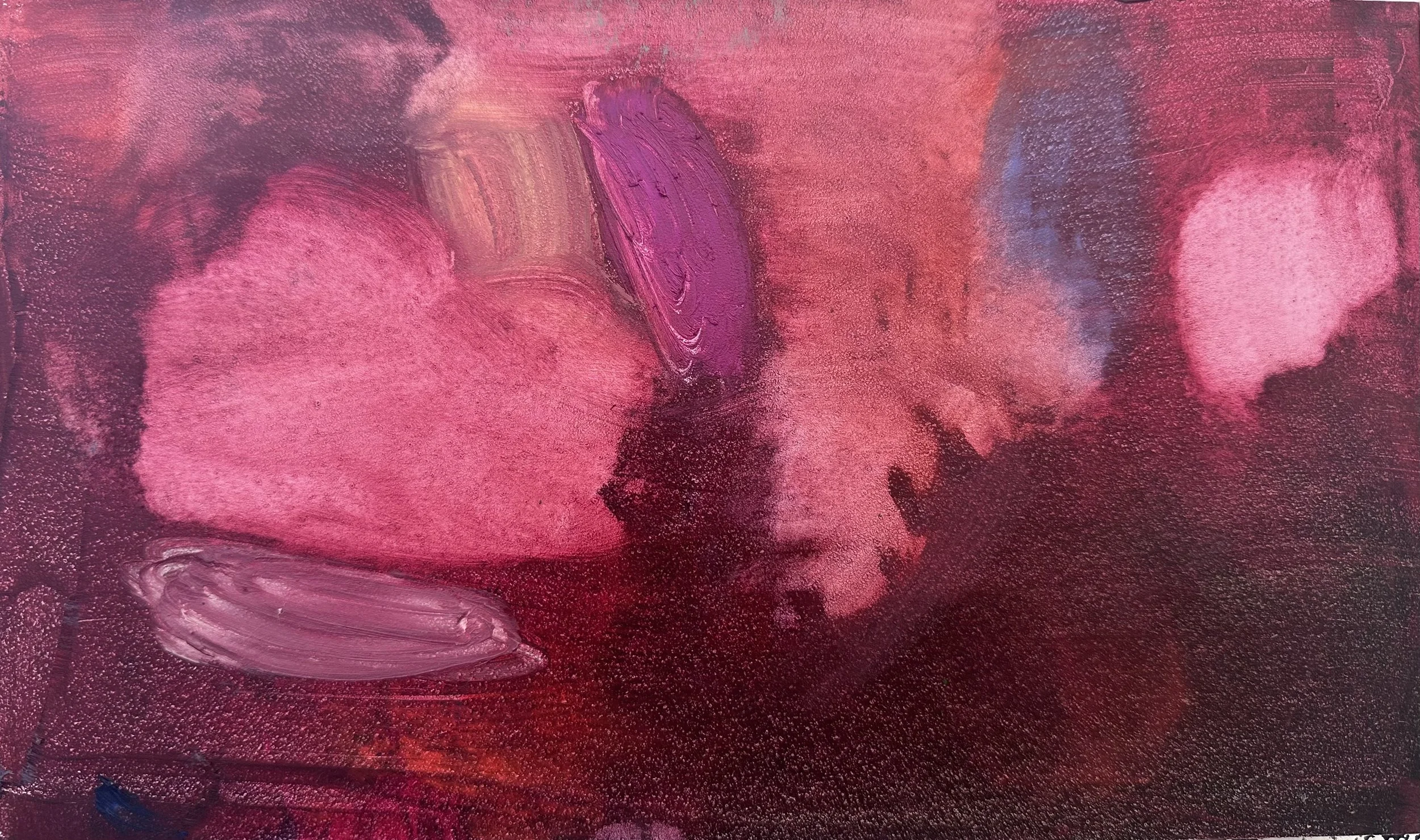 Mulberry, oil paint and oil stick on gessobord,  2026, 18cm x 30cm 