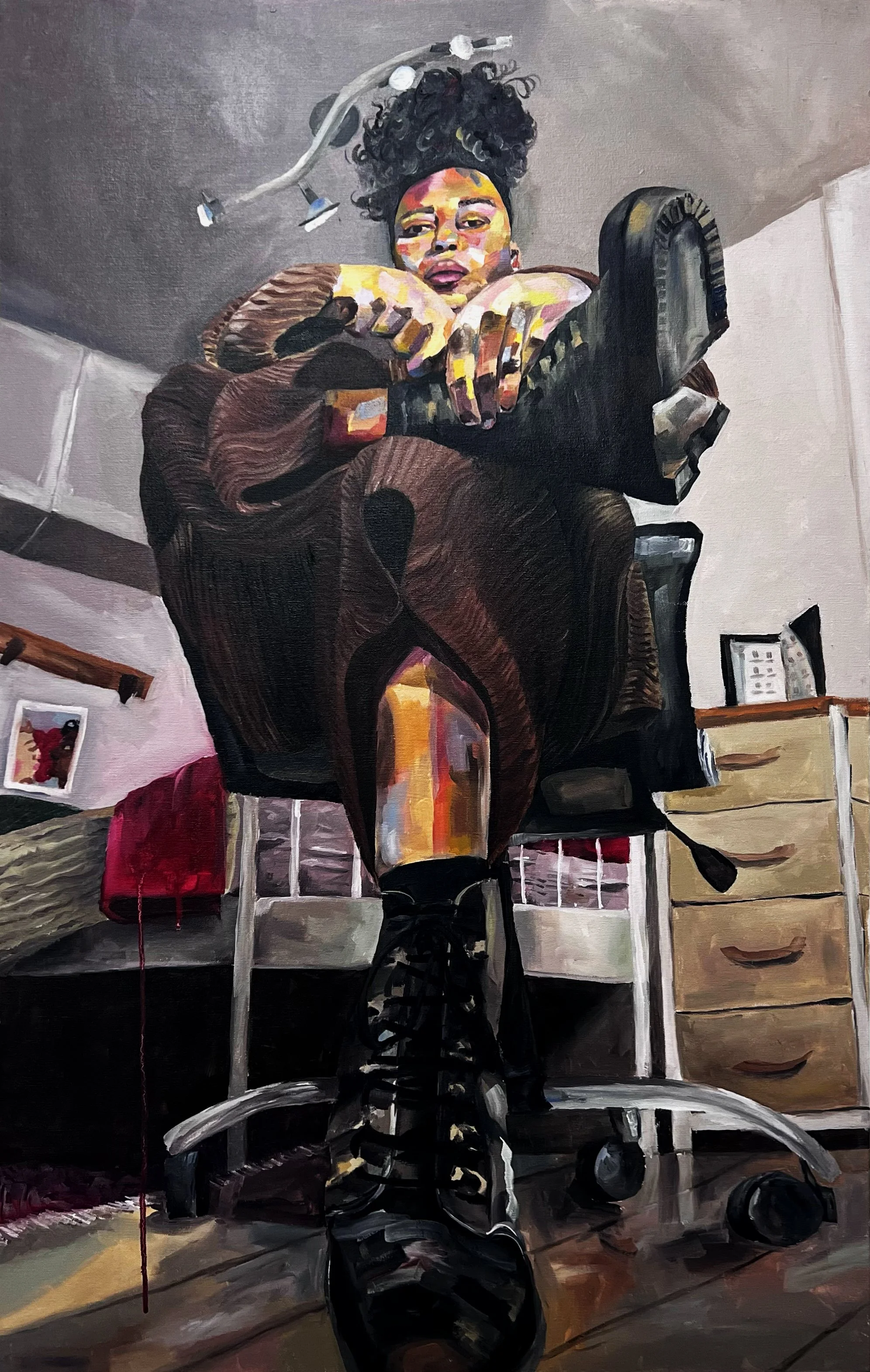 Taking off my Doc Martins after a long day | 110cm x 70cm, Oil canvas, 2025