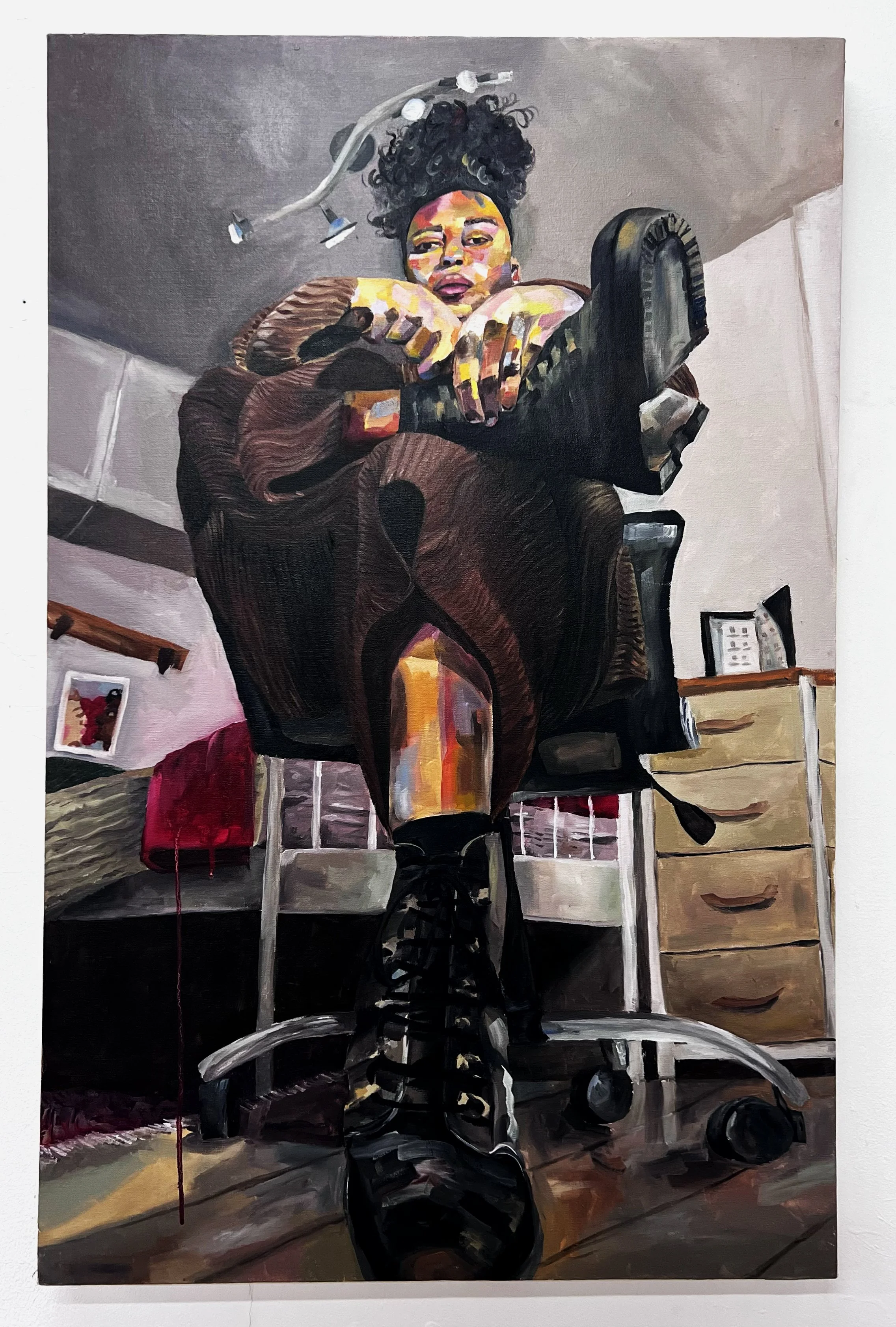 Taking off my Doc Martins after a long day | 110cm x 70cm, Oil canvas, 2025