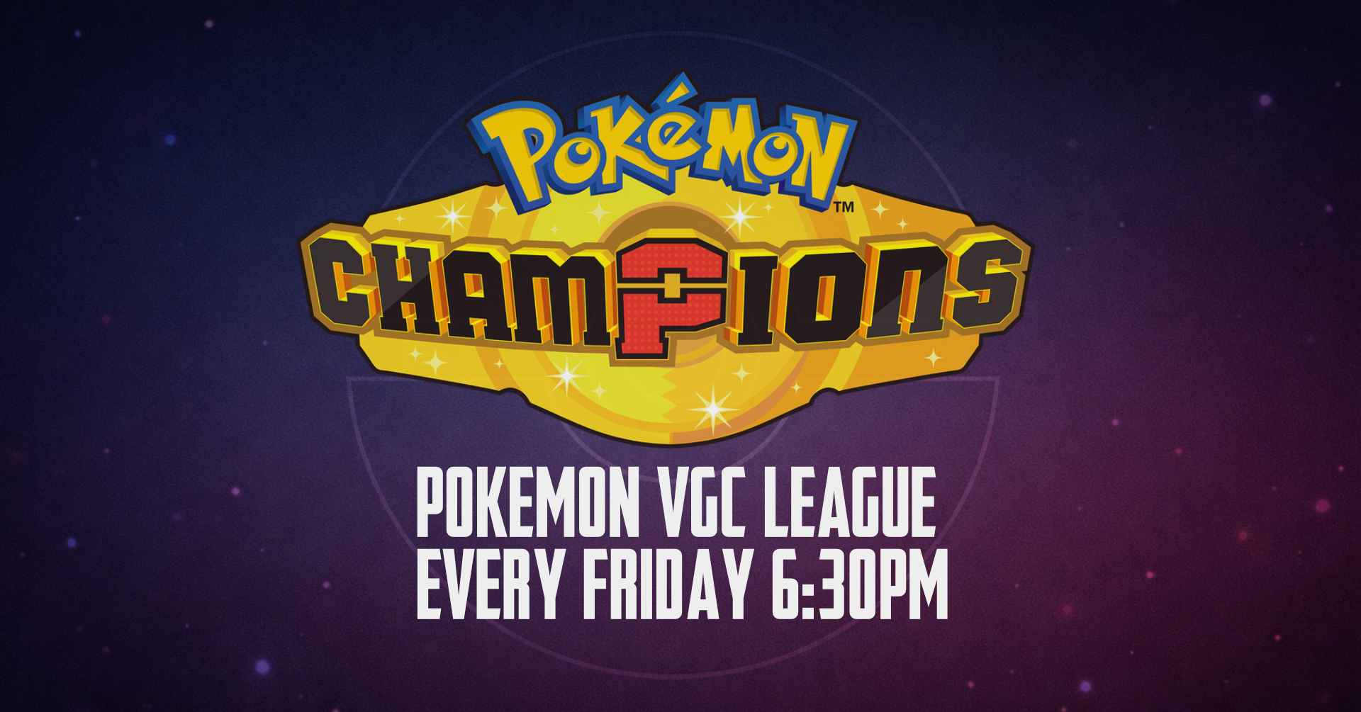 A Poster for Dirk's Tavern Pokemon VGC League that takes place every friday at 6:30pm