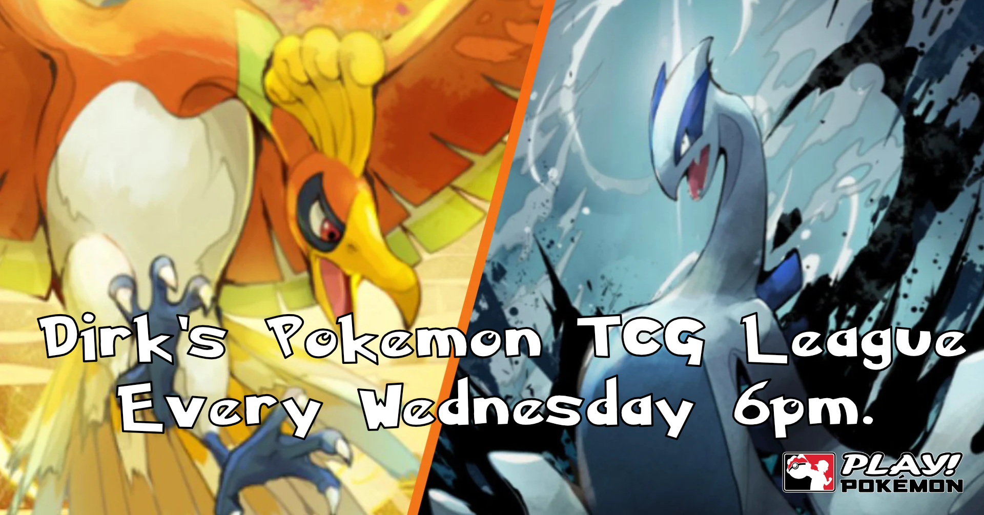 A poster for Dirks Tavern's pokemon trading card League taking place every Wednesday at 6pm