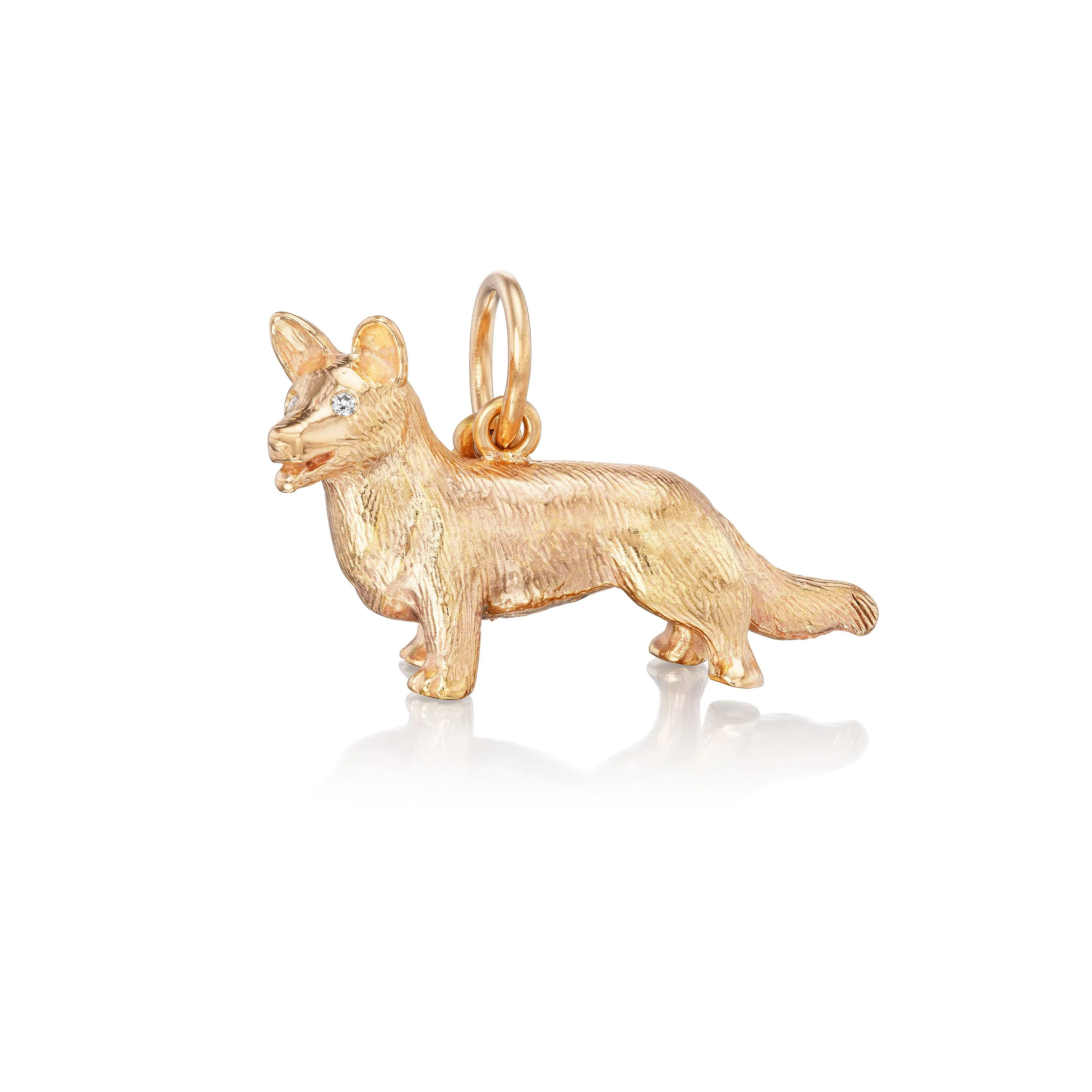 Corgi pendant in 18k gold, left view