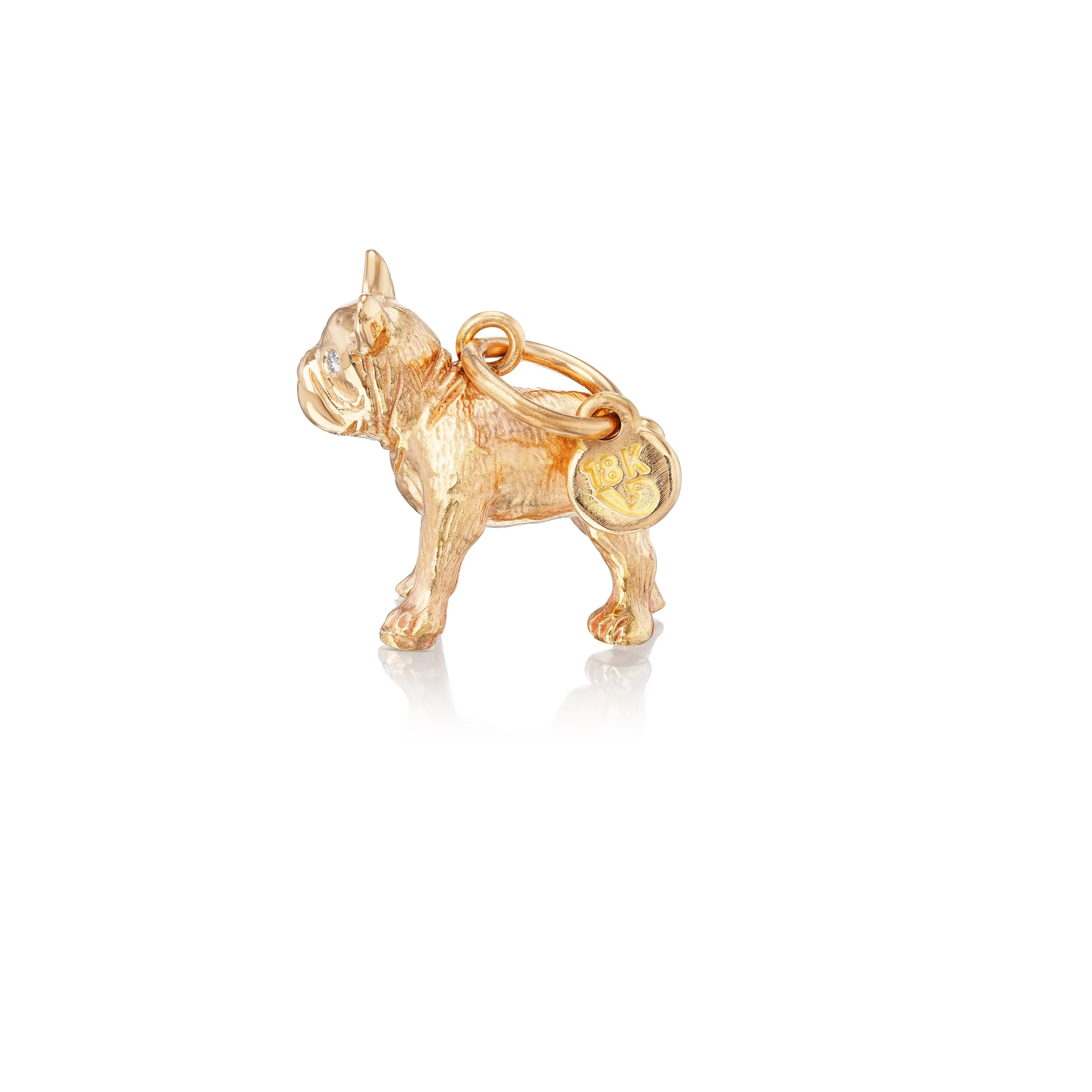 French Bulldog pendant in 18k gold, left view