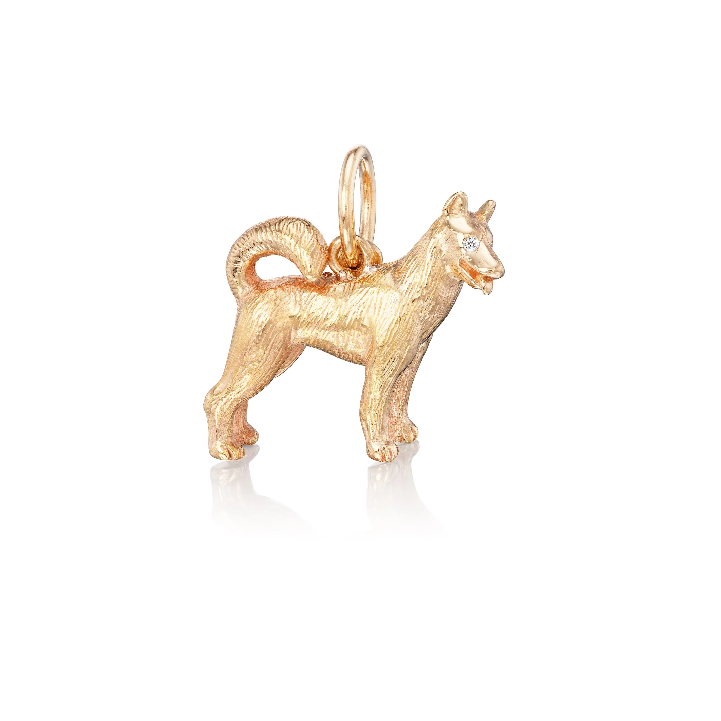 Siberian Husky pendant in 18k gold, right view