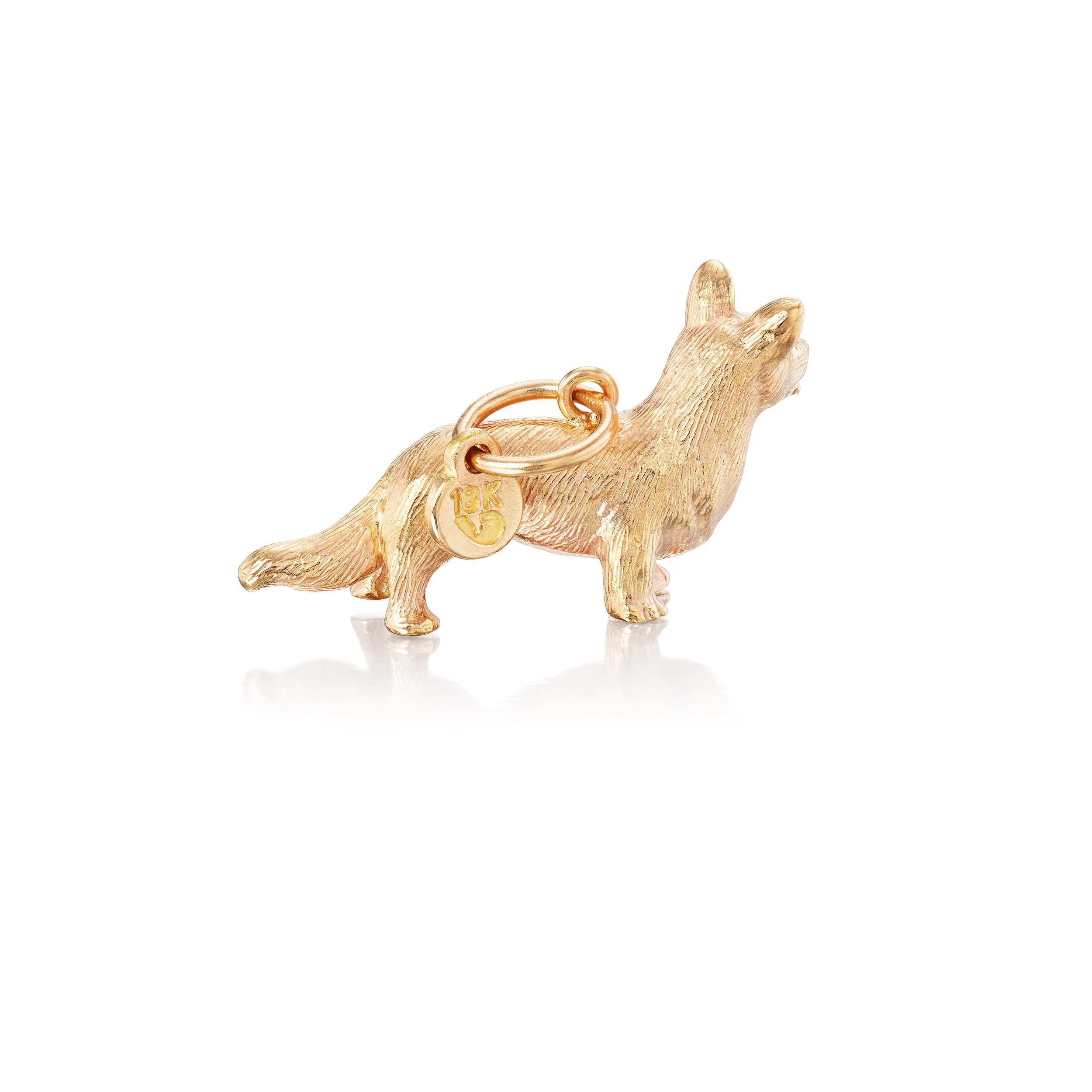 Corgi pendant in 18k gold, right view