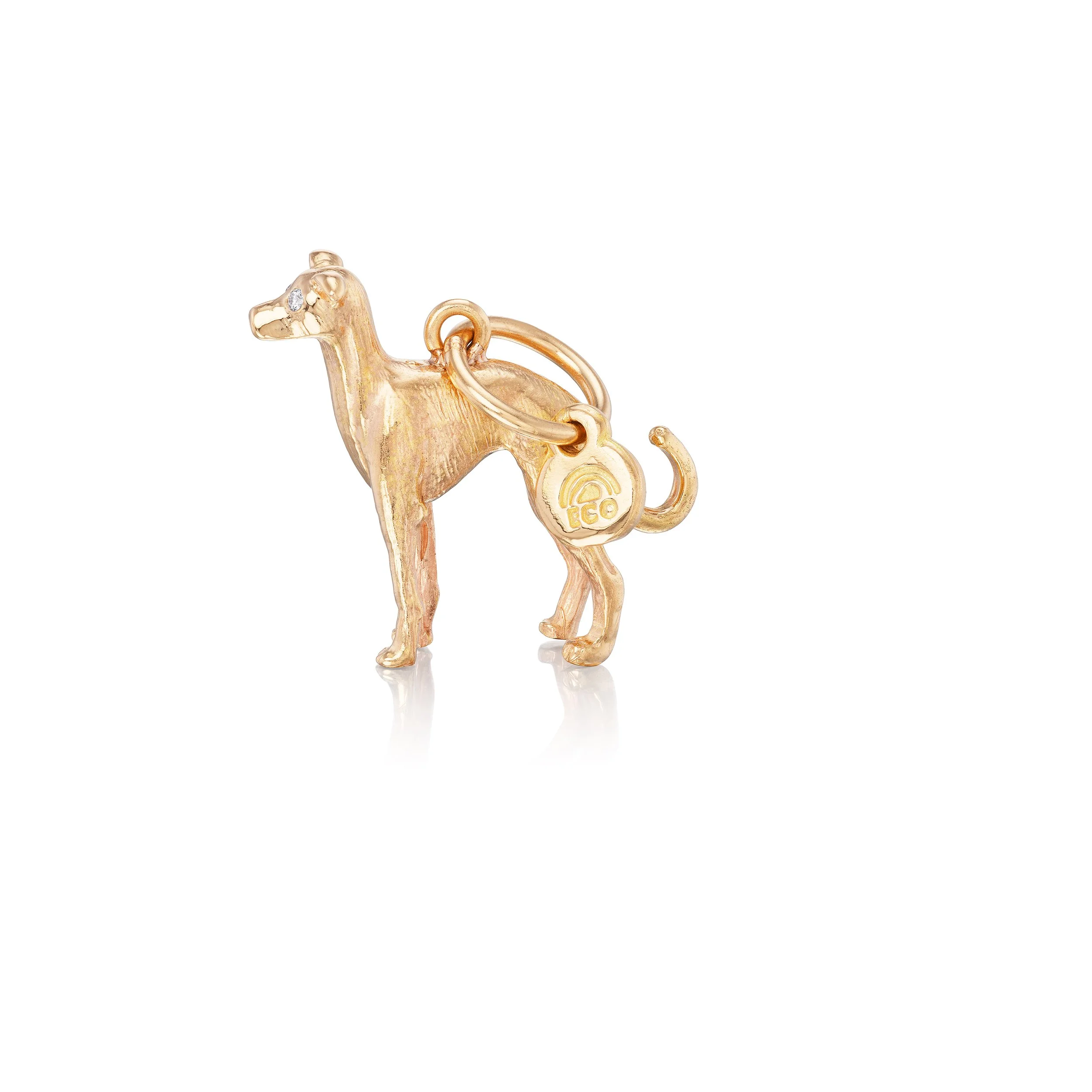 Italian Greyhound pendant in 18k gold, left view