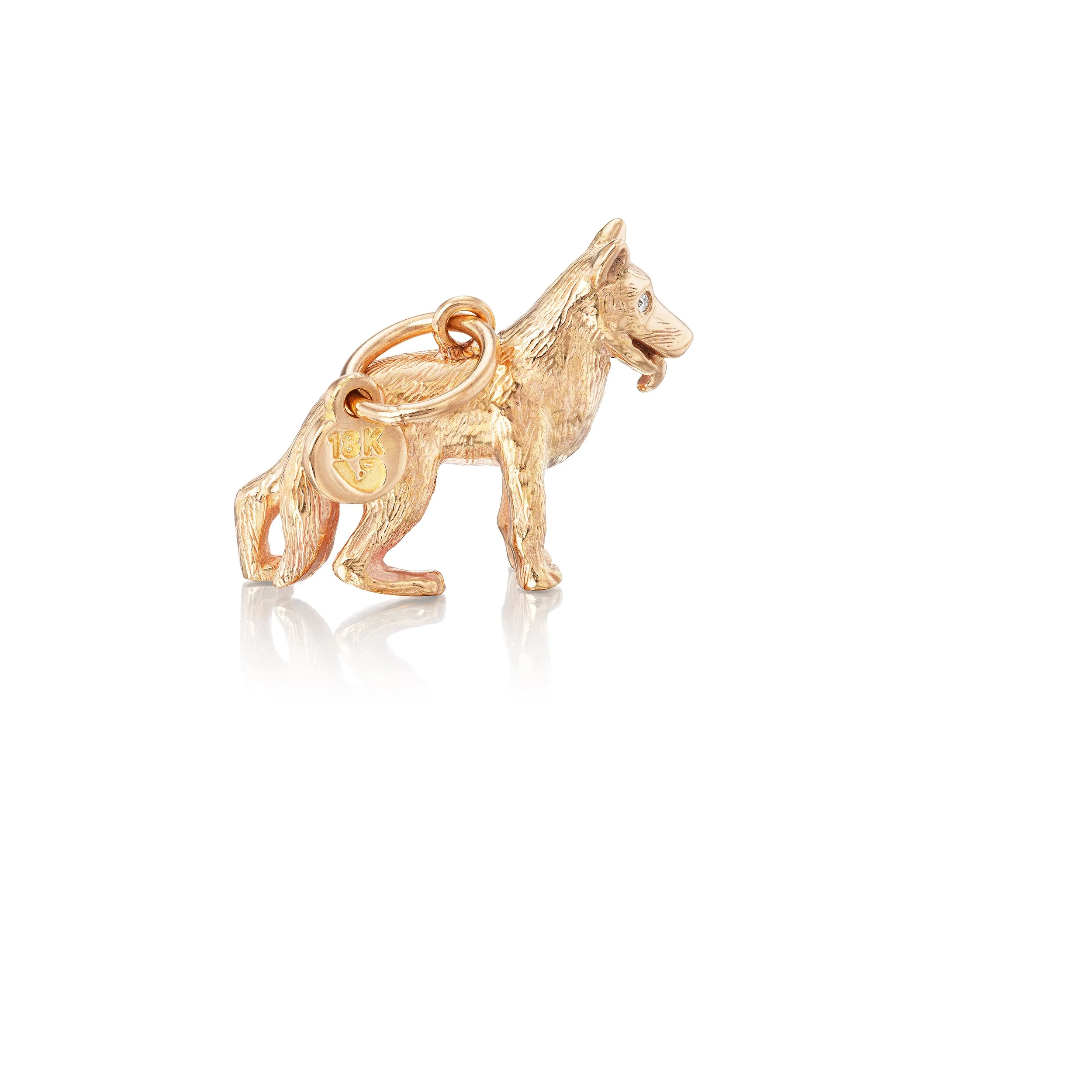 German Shepherd pendant in 18k gold, right view