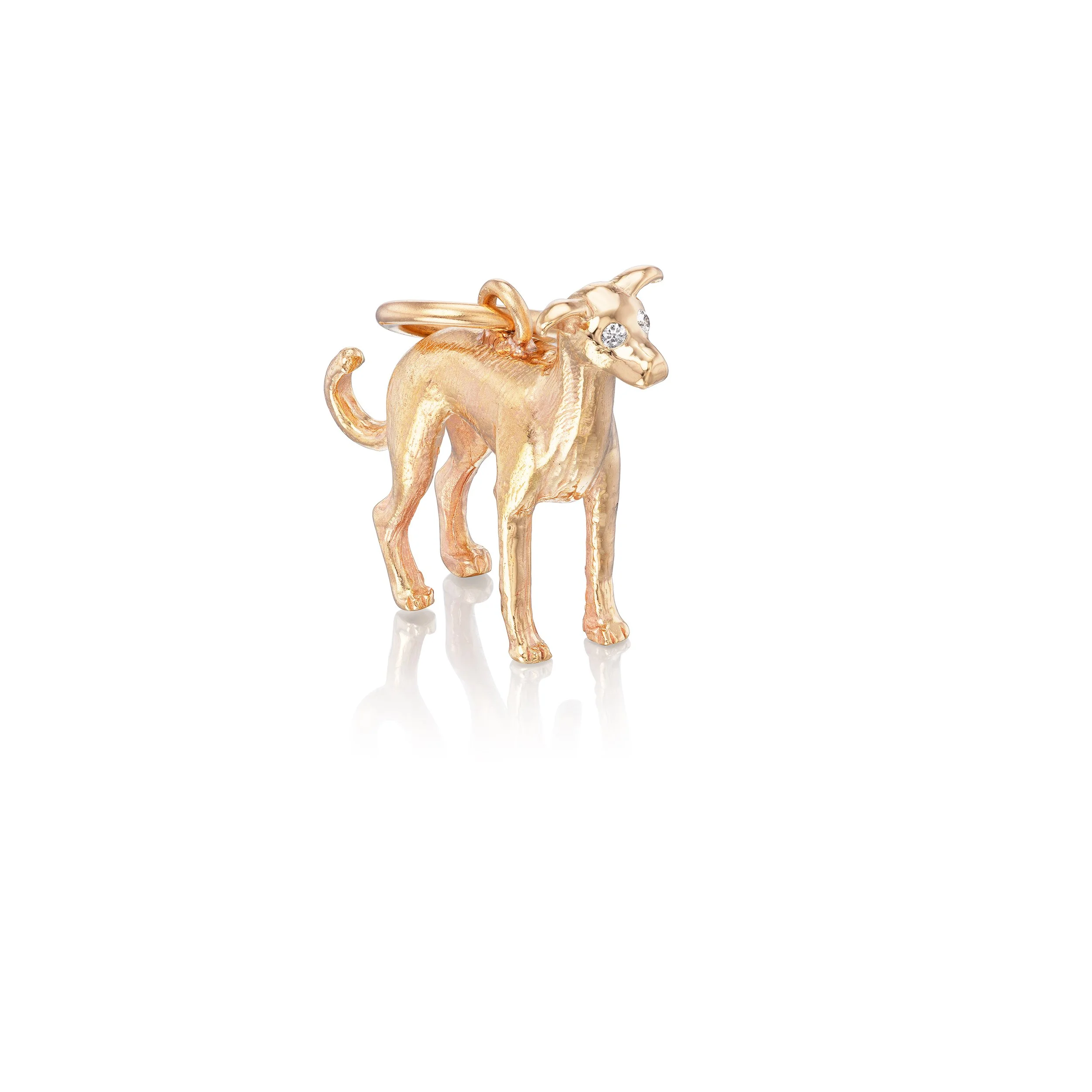 Italian Greyhound pendant in 18k gold, front view