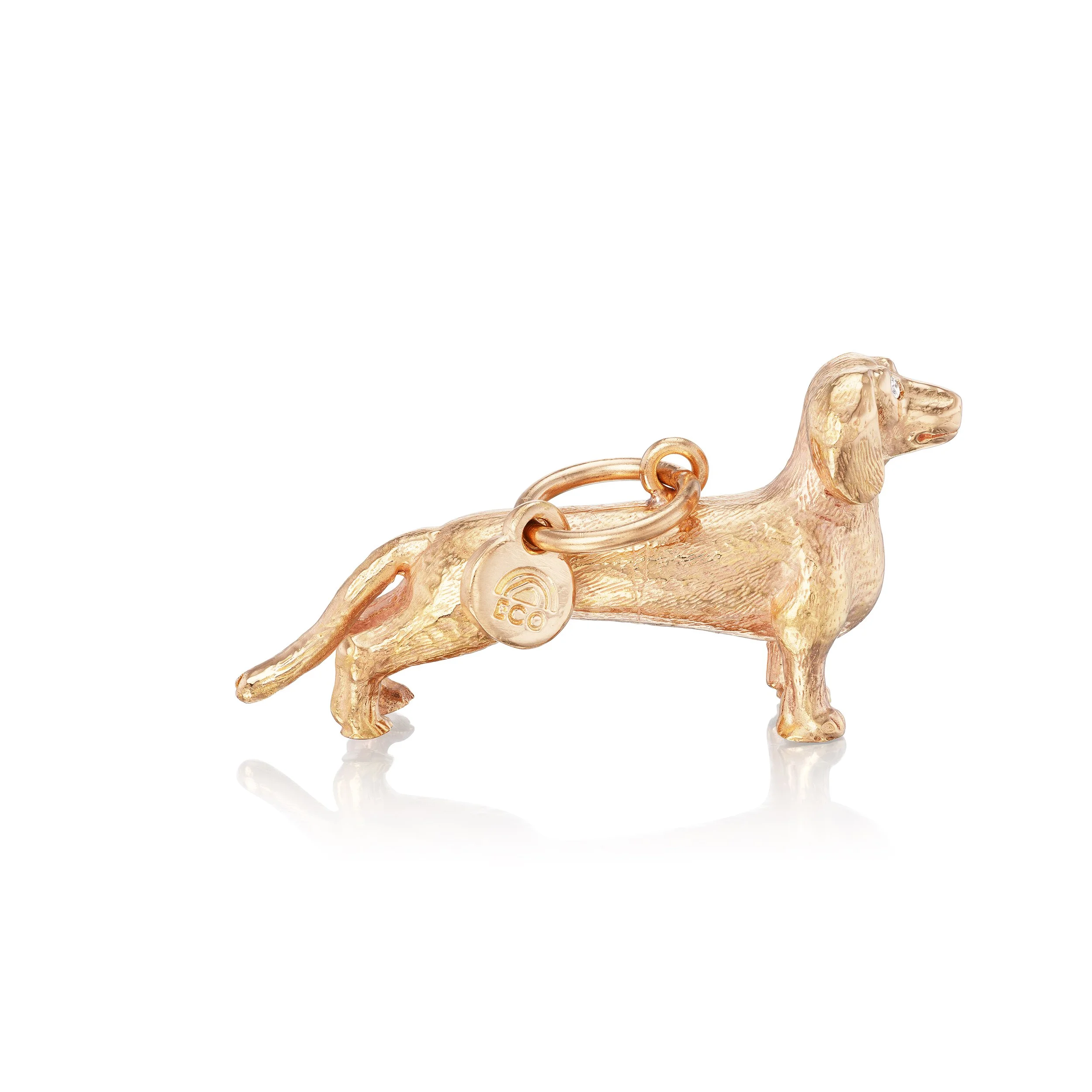 Dachshund pendant in 18k gold, right view