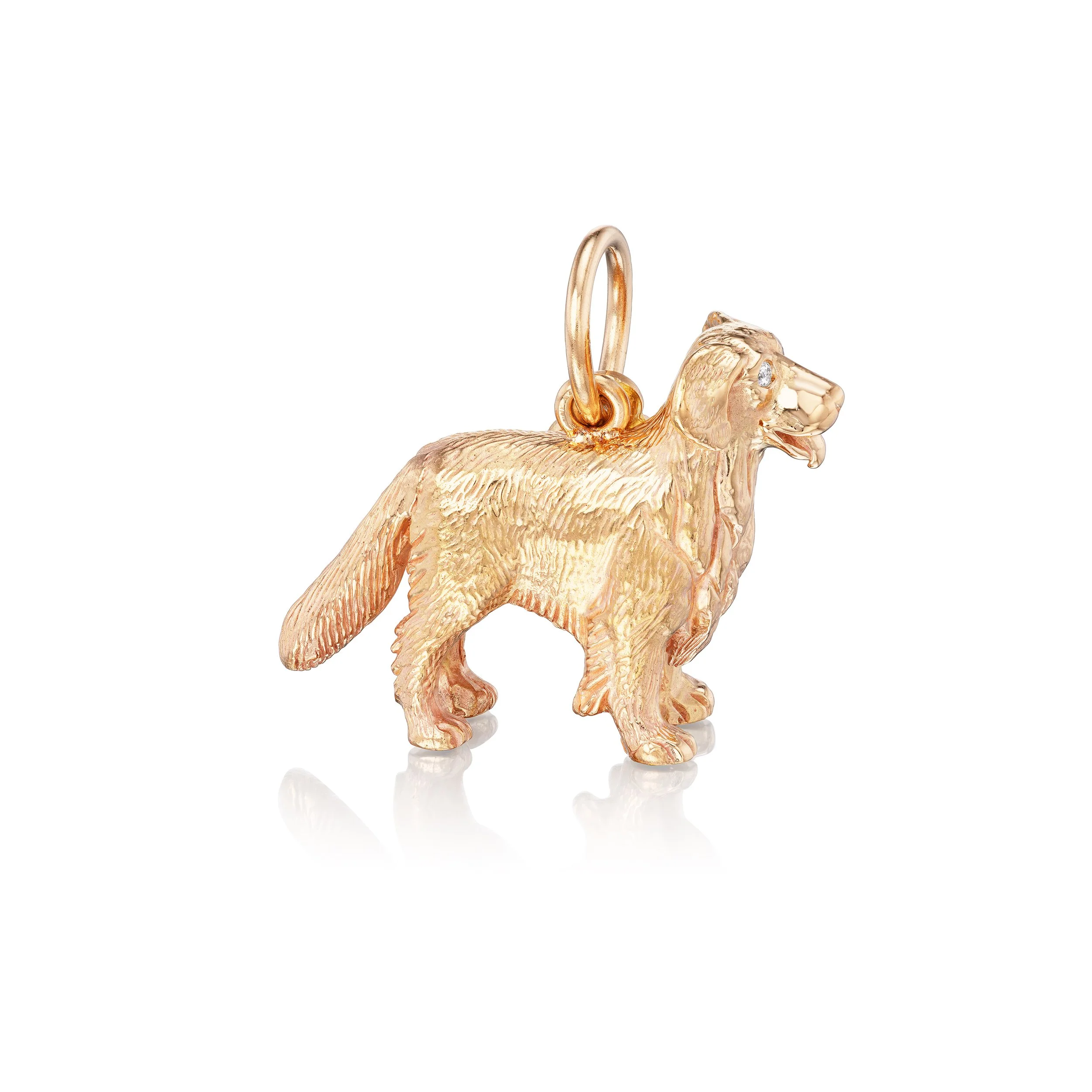 Golden Retriever pendant in 18k gold, right view