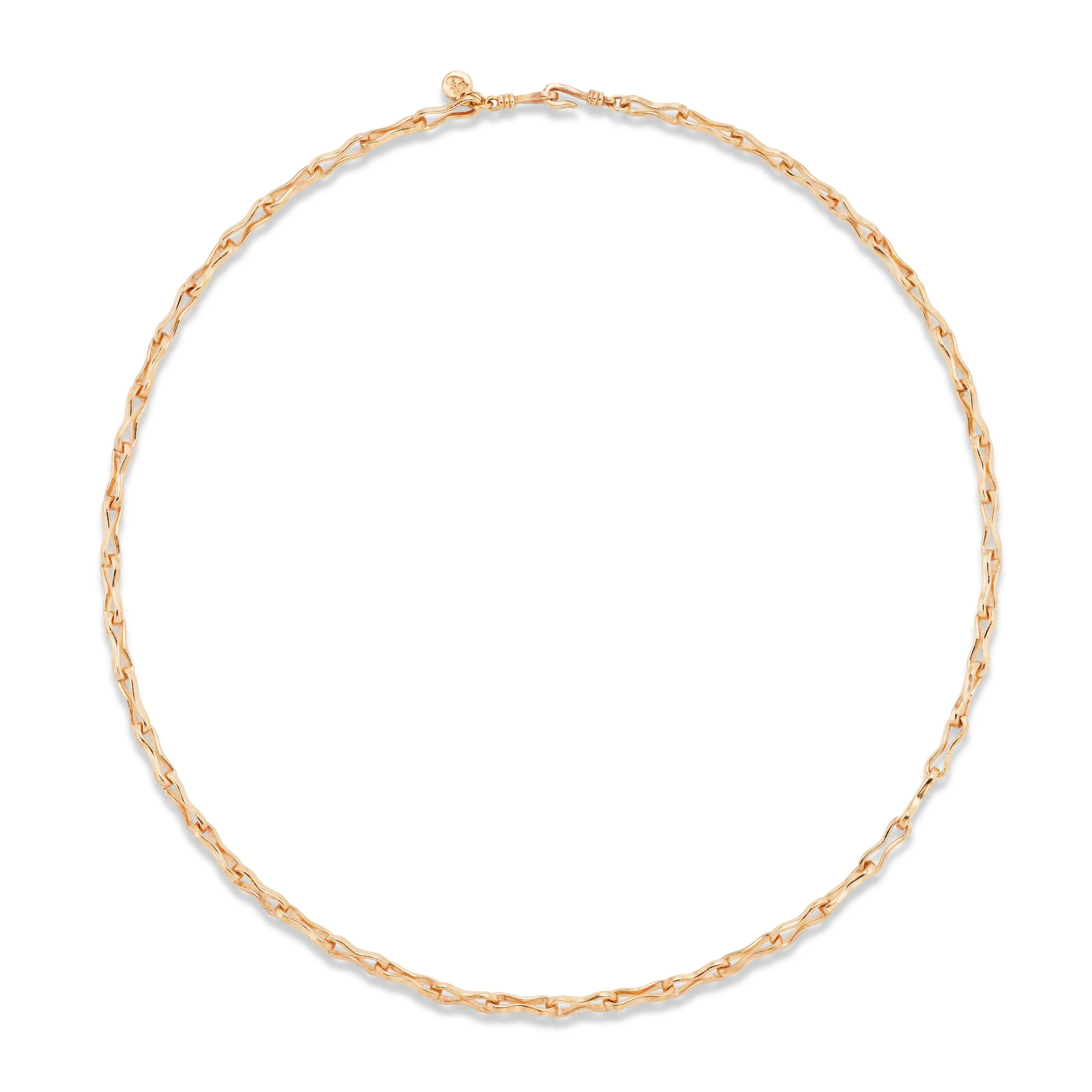 Dog Bone Chain in 18k gold, top view showing full chain design