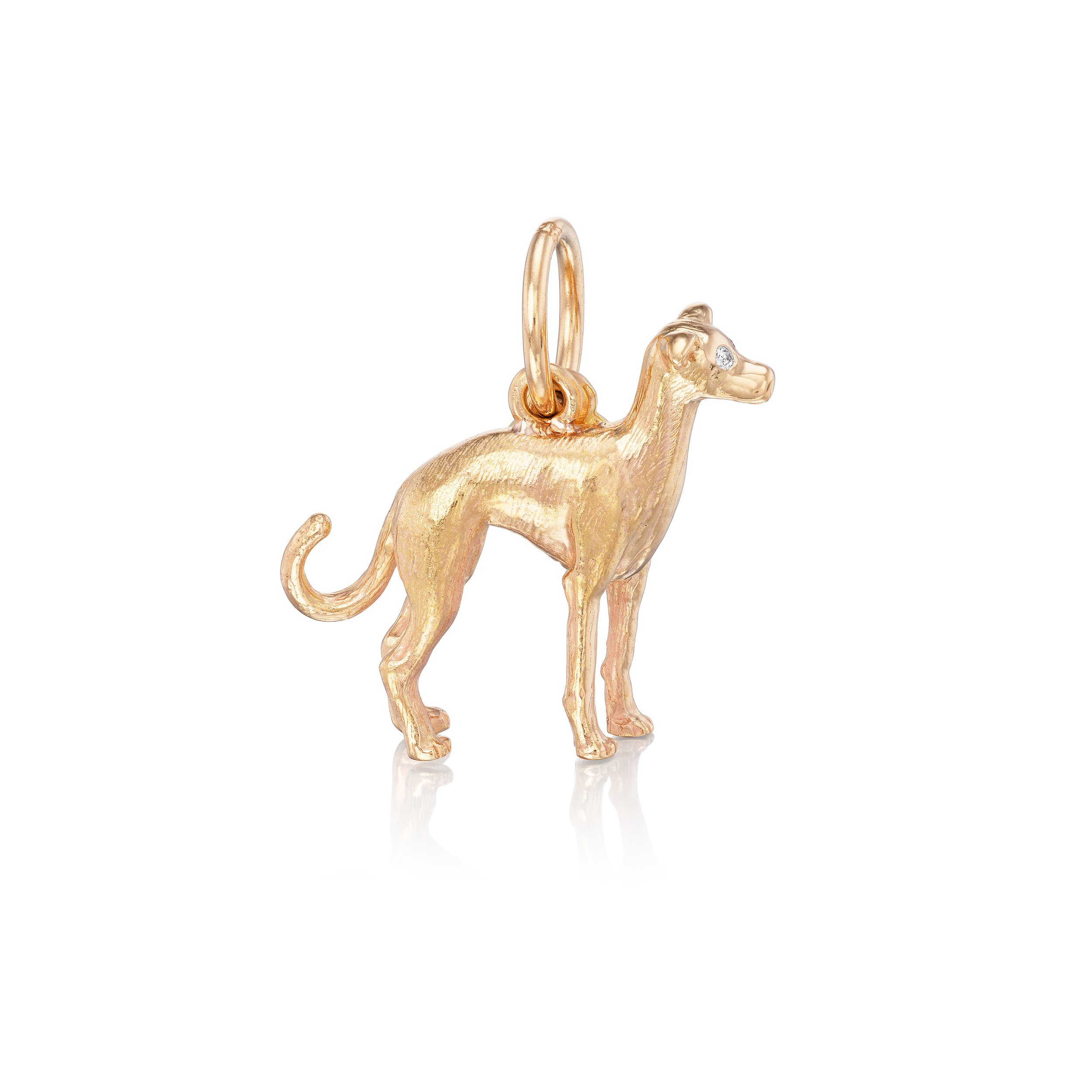 Italian Greyhound pendant in 18k gold, right view