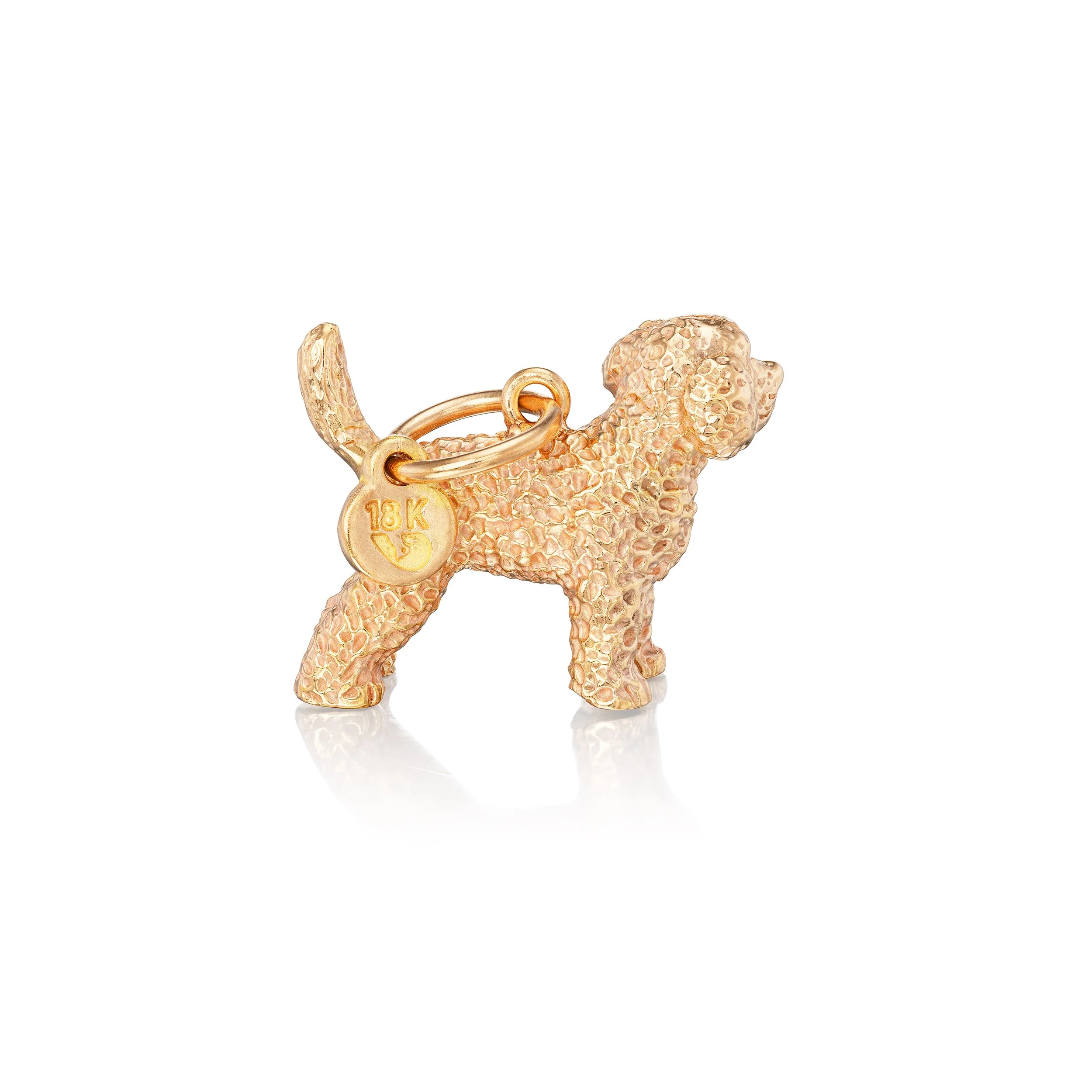 Reverse side view of 18k gold Toy Poodle pendant