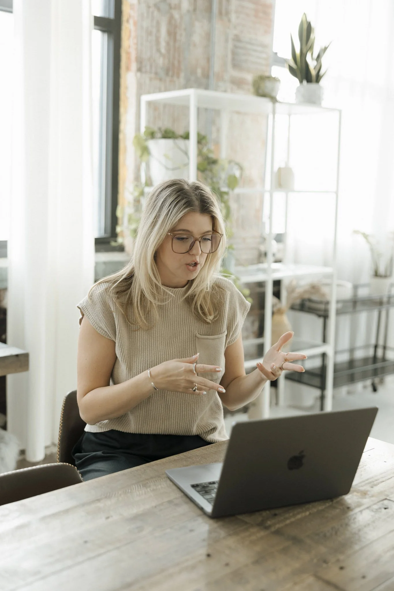 Video call presenting social media audit findings and recommendations to client