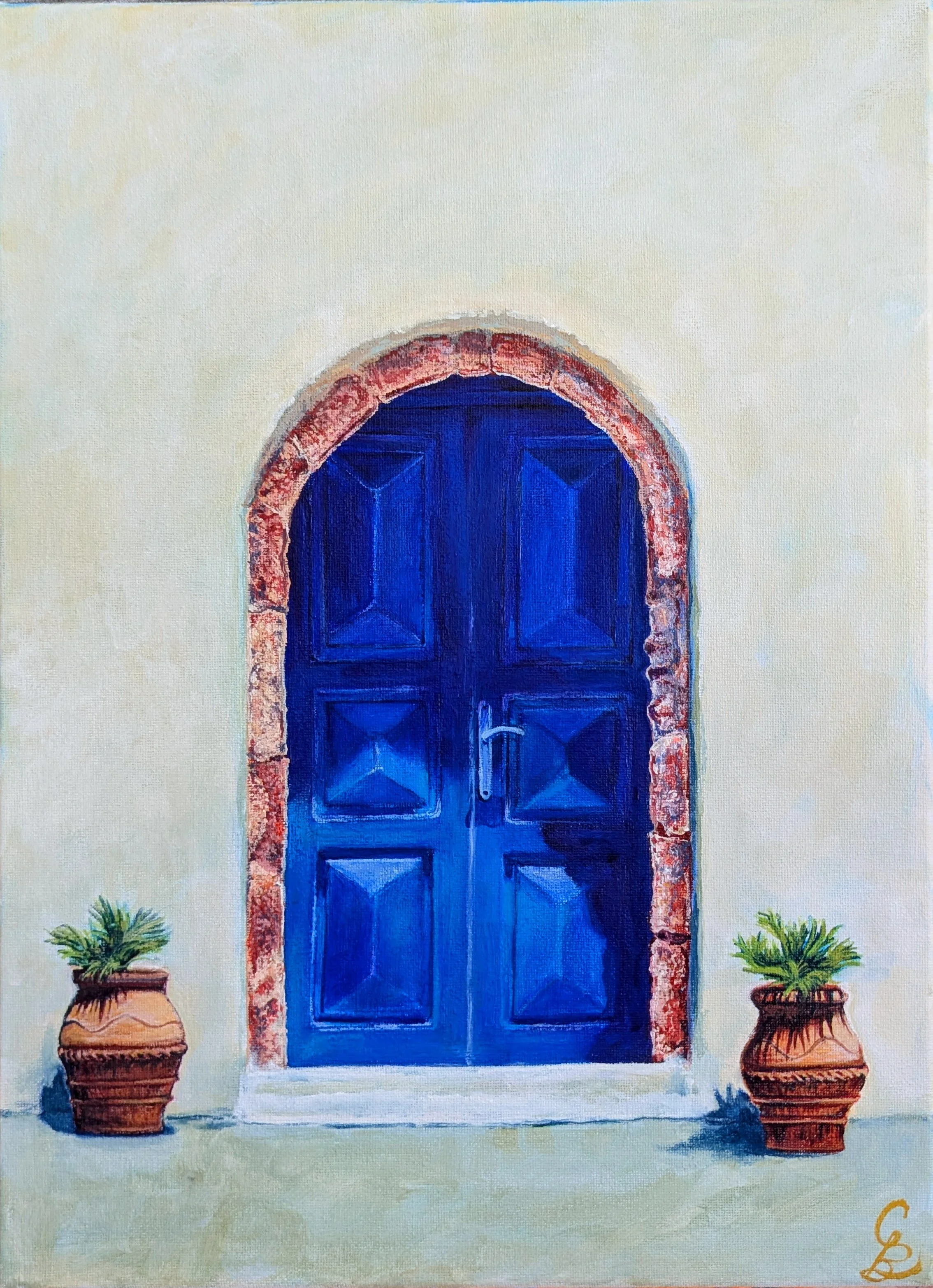Santorini Blue, acrylic, 12in x 16in, 2026
