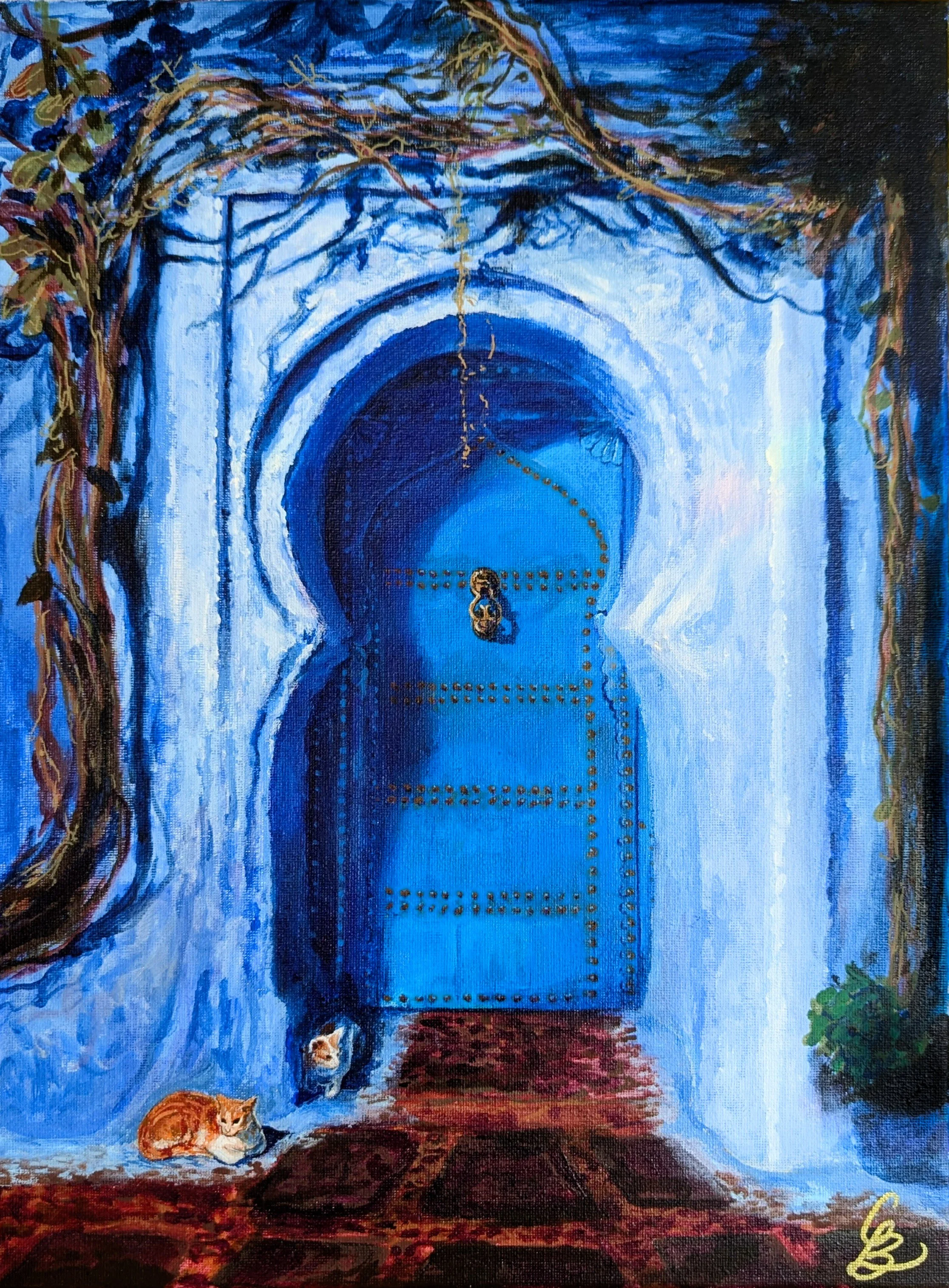Chefchaouen Blue, 12in x 16in, acrylic, 2026