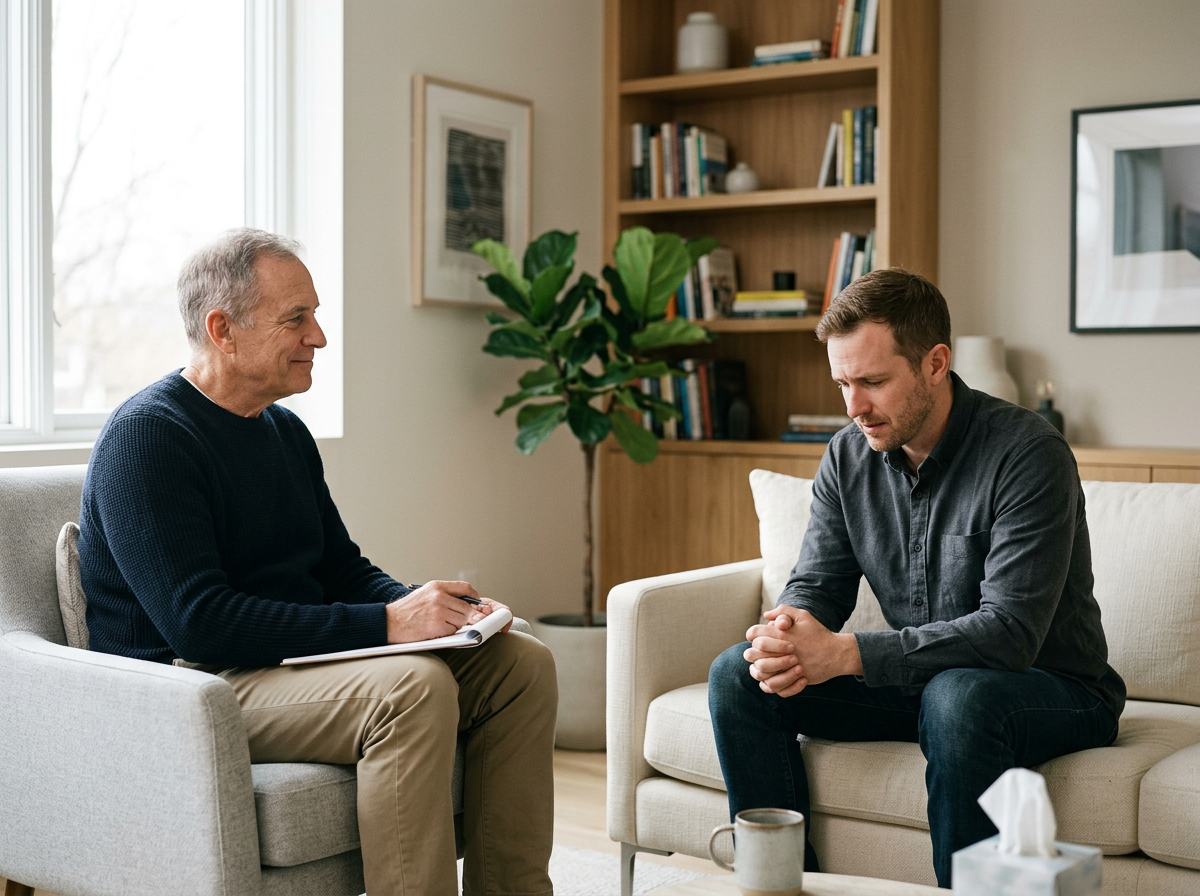 Man speaking with his therapist