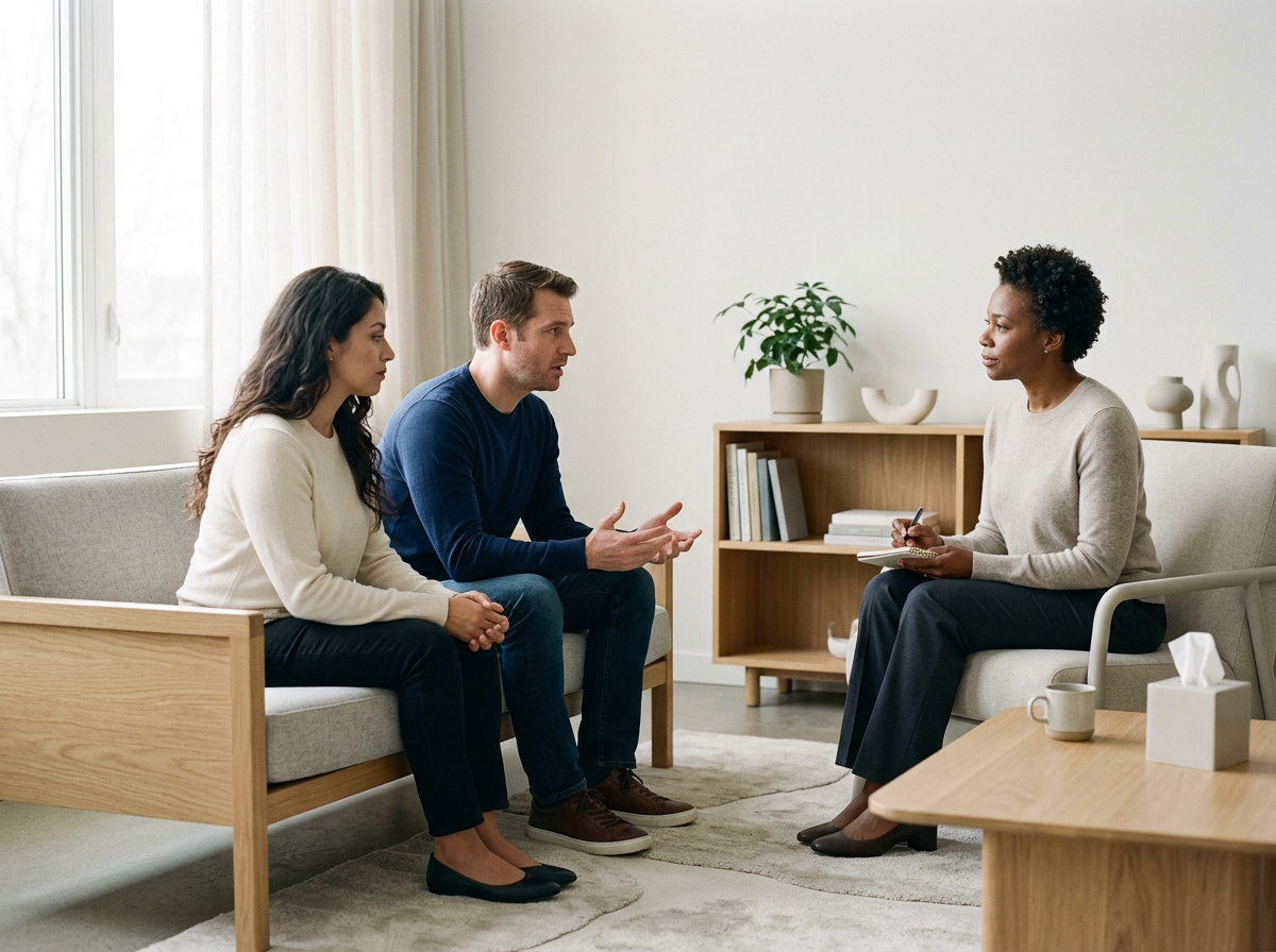 Couple discussing infidelity in the marriage