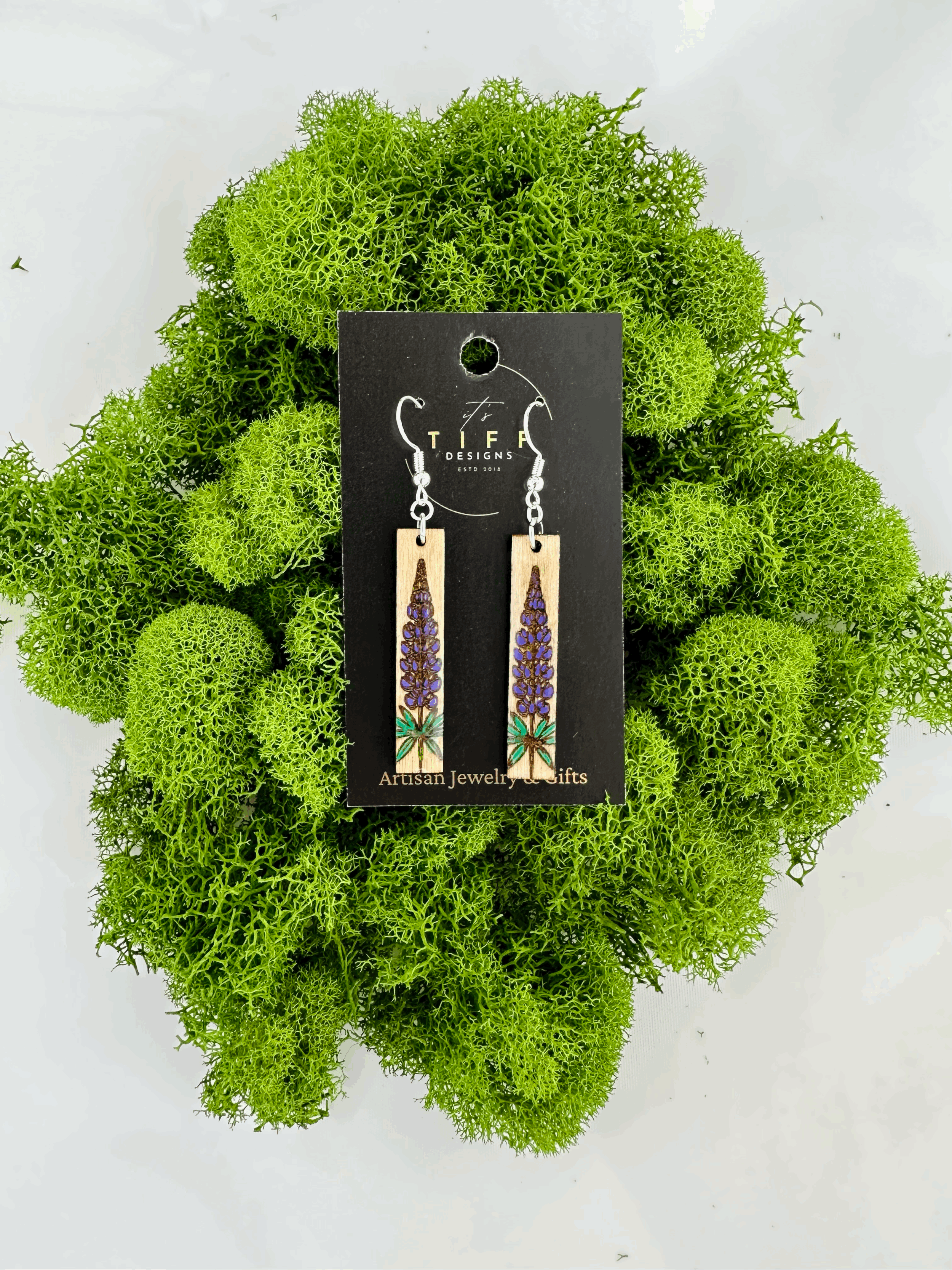 Pink and Purple Lupine Drop Earrings