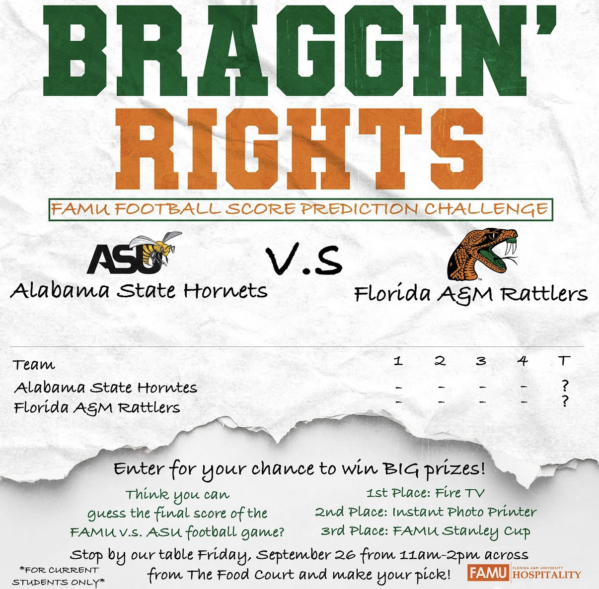 Created a giveaway campaign to build excitement for the first home football game of the season. Driving engagement and participation across campus. I developed the giveaway concept and managed its rollout, while my digital marketing intern designed t