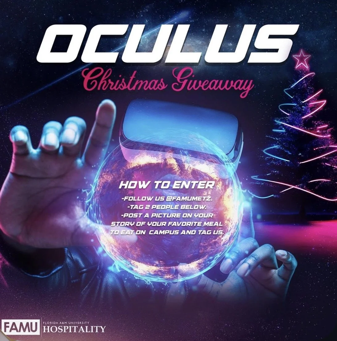 Curated an Oculus giveaway campaign to boost student engagement. I led the campaign strategy and execution, while my digital marketing intern designed the promotional graphics.