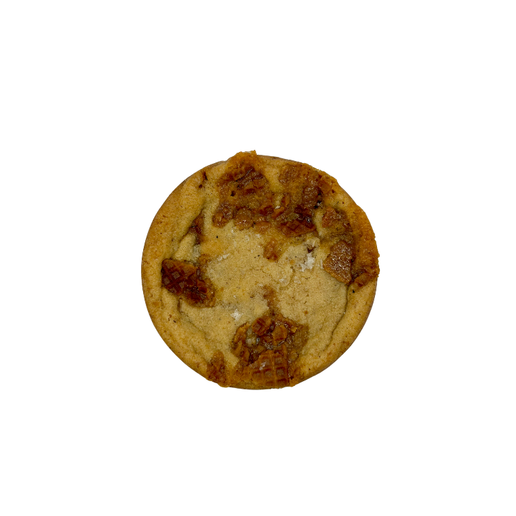 Cookie with Caramel and stroopwaffel pieces.