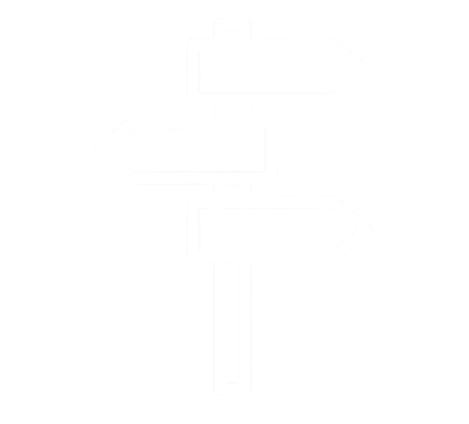 Signpost with three blank directional arrows on a transparent background.
