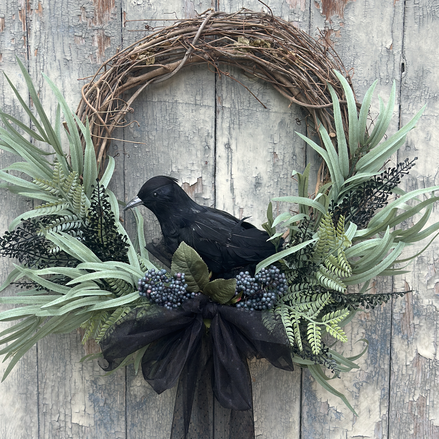 Hops & Haunts- Black Raven Haunted Wreath