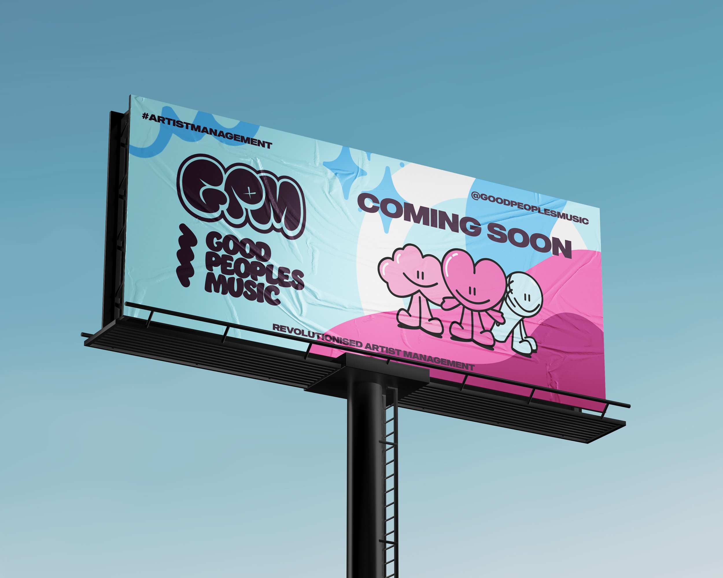 Implementing the brand assets, a billboard design was created to show the client context of the visual brand identity.