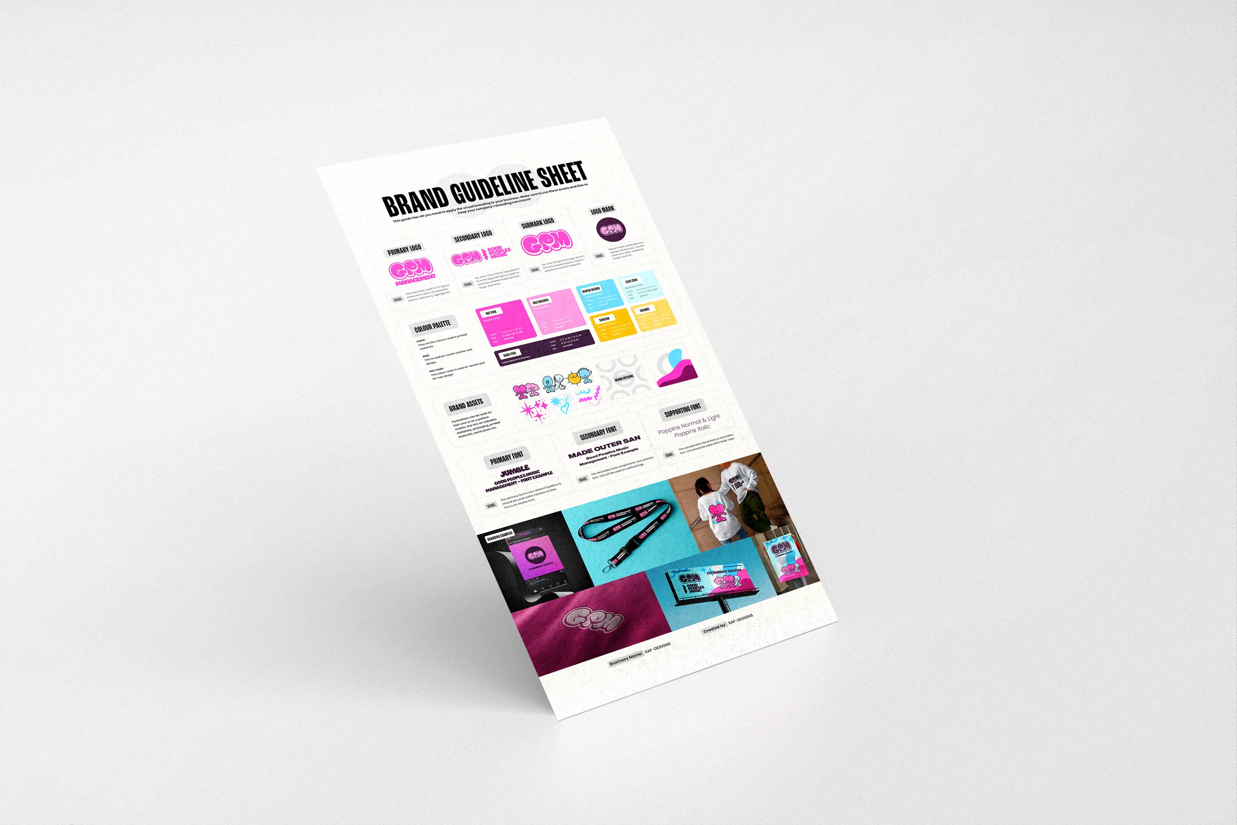 The complete brand guide completed for the client, to use for future branding reference.