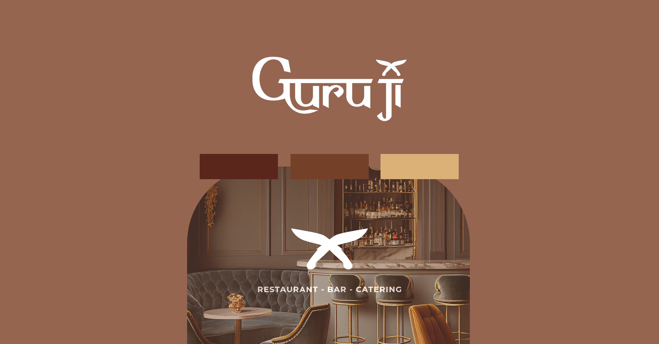 Visual branding identity created fo Guru Ji, with a Nepalese influence (cross)