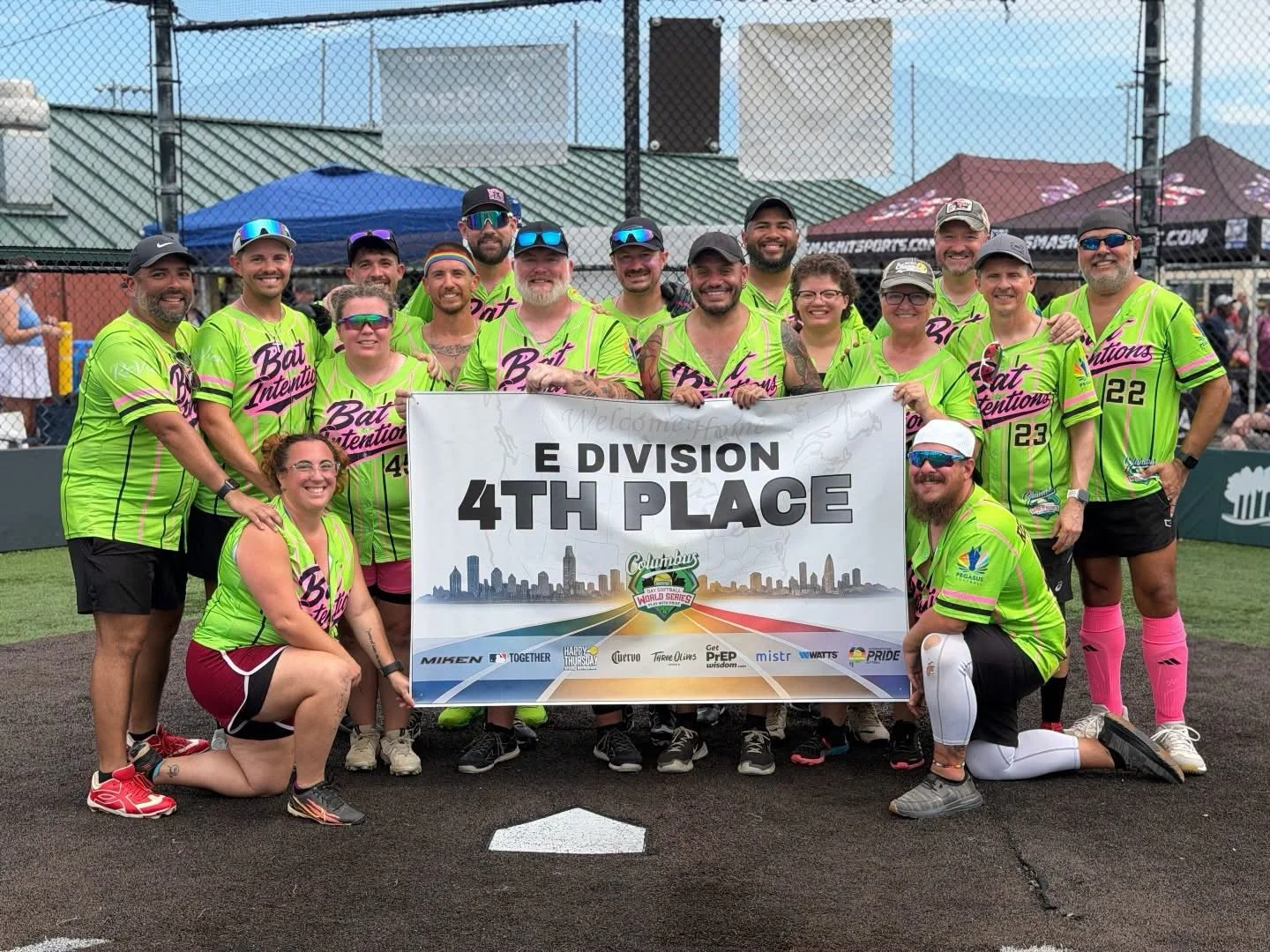Congratulations to Bat Intentions Softball Team on taking 4th place in the Gay Softball World Series! Time to celebrate! 🎉🍾👏👏👏 #batintentionssoftball #gaysoftballworldseries