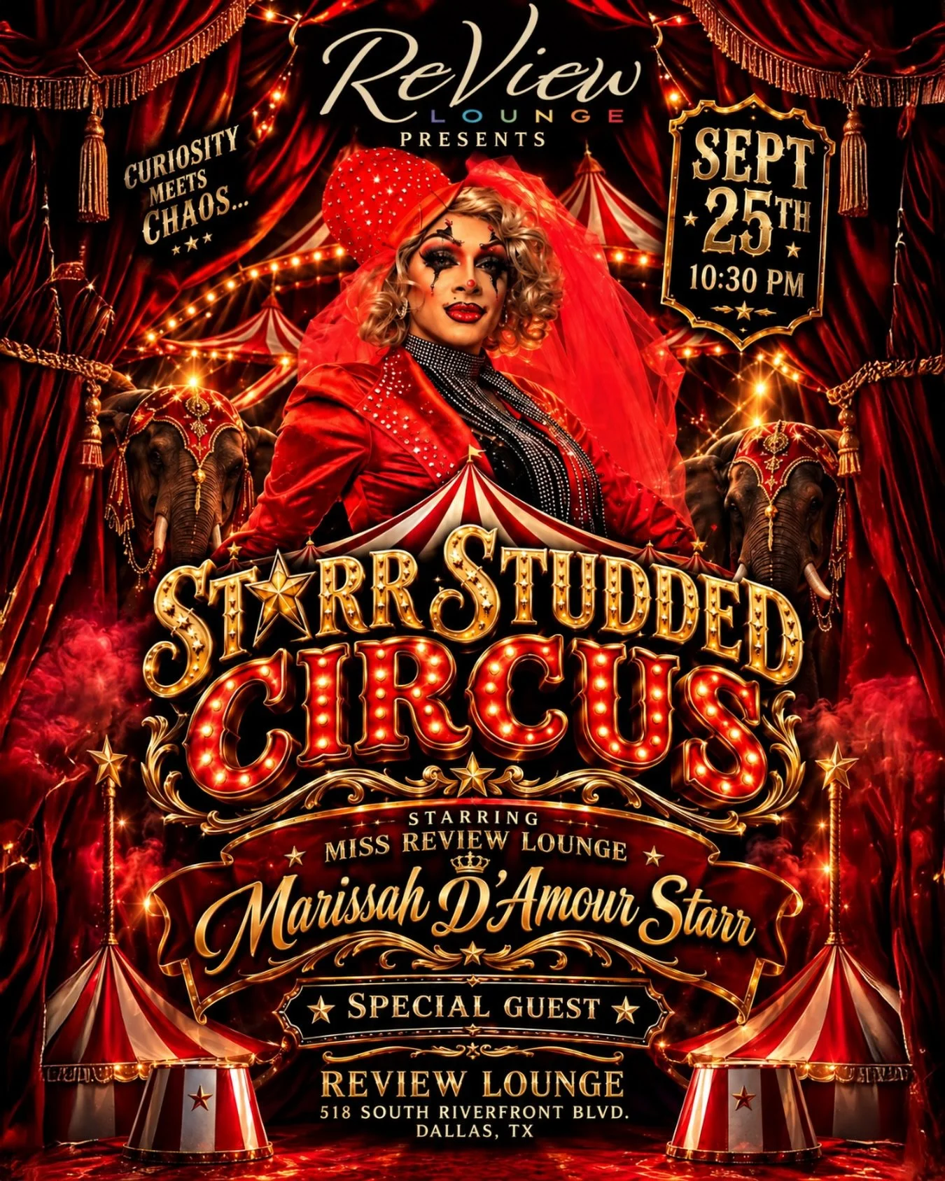 🎪✨ STEP RIGHT UP, DALLAS! ✨🎪

The circus is coming to ReView Lounge &mdash; and this one is anything but ordinary. 🔥

Join us for STARR STUDDED CIRCUS, a night where curiosity meets chaos under the big top! 🎭🎠

👑 Starring Miss ReView Lounge Mar
