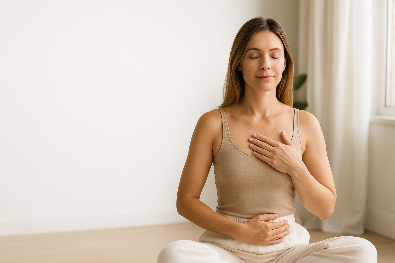 Woman feeling calm and grounded