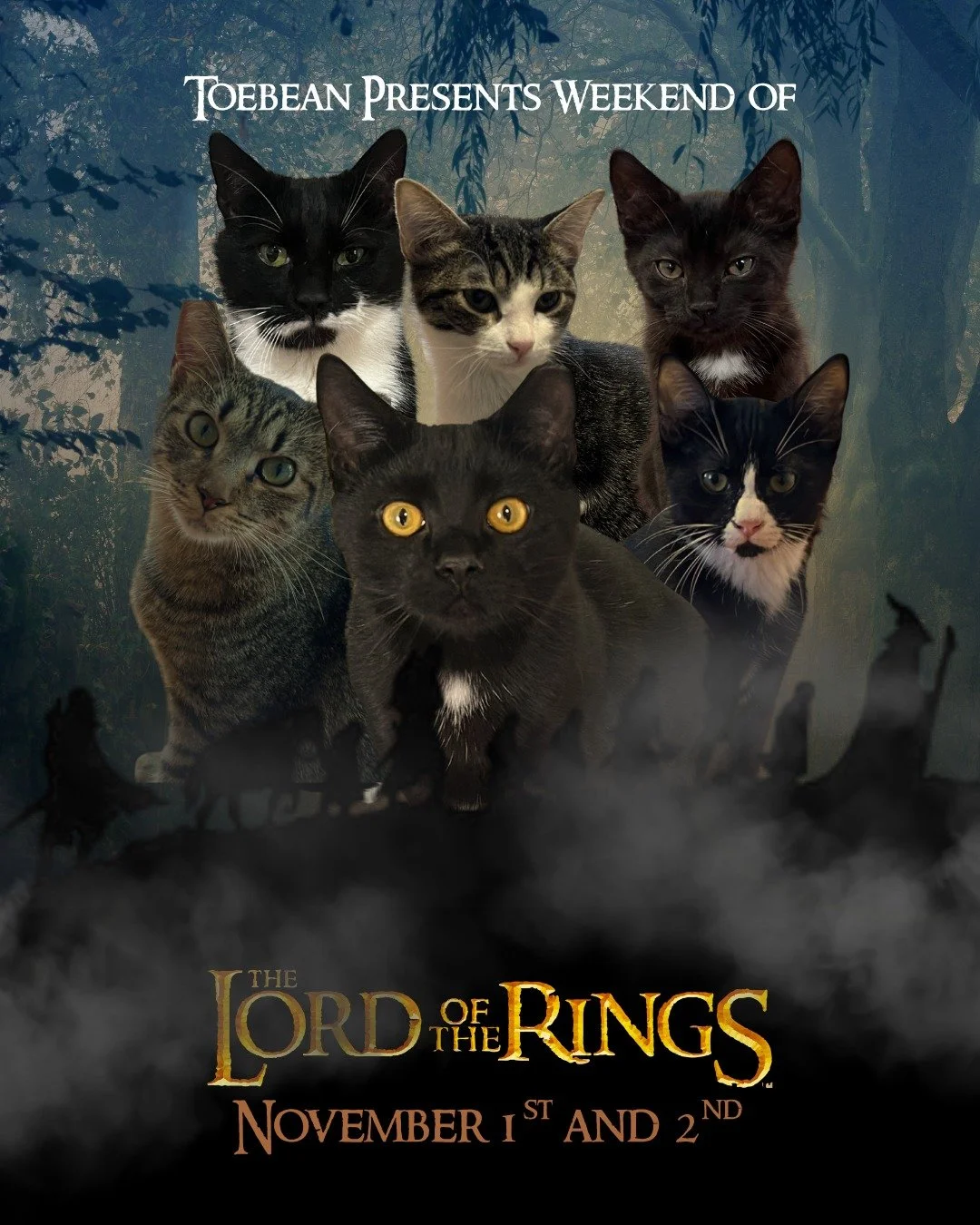 Counting down to the Lord of the Rings weekend event at the Toebean! We have themed drinks, special decor, and so much more! Don't miss out, this is a one-weekend event only. Book online to guarantee your spot! ⚔💍

 #catcaf&eacute; #thetoebeancatcaf