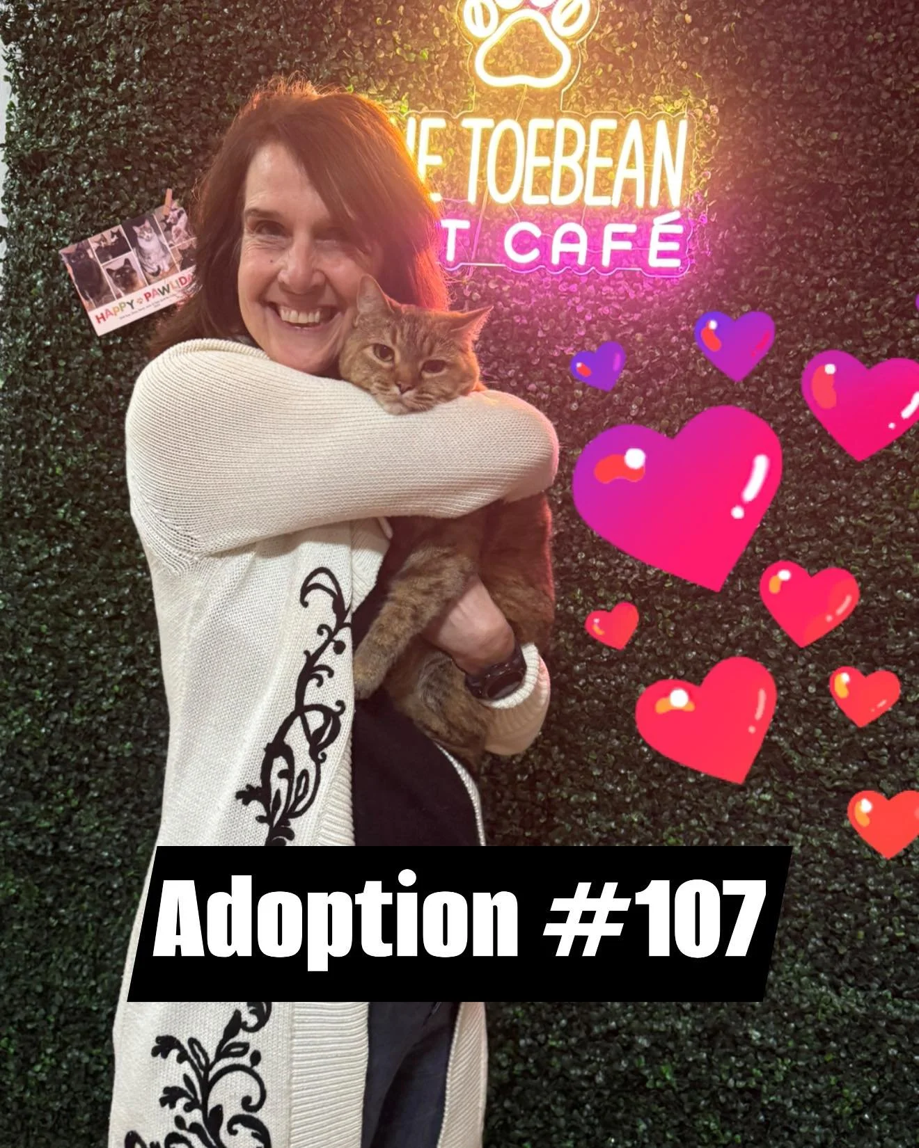 Adoption #107 is &ldquo;Serena&rdquo; from h.e.a.r.t._rescue! This is a special adoption because the adopter, tallskinny_not_a_latte, is our neighbor at The Toebean. We call her our &ldquo;unpaid office manager&rdquo; because she is always there for 